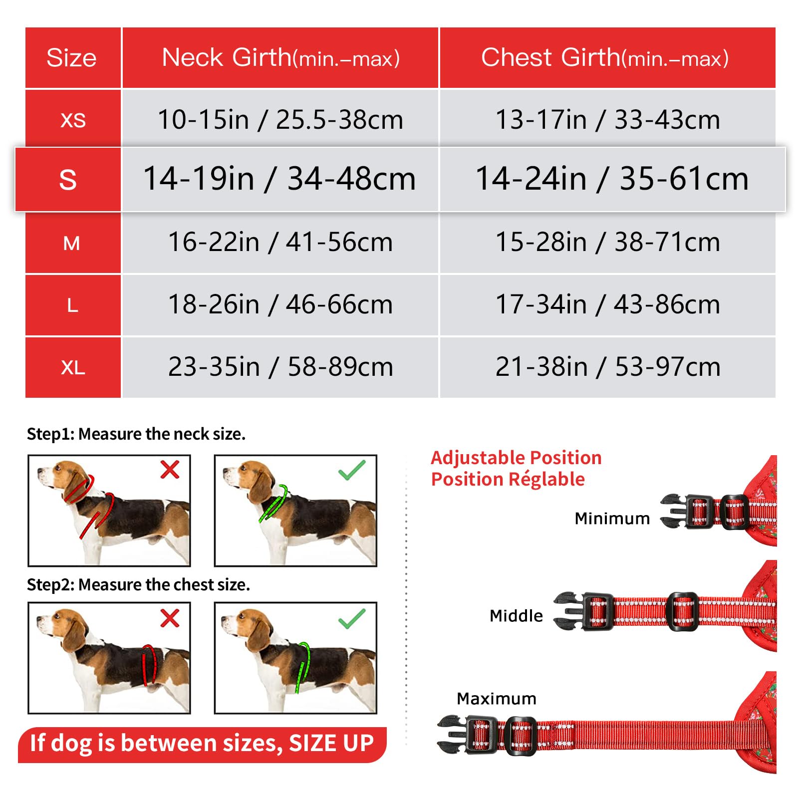 HEELE Pettorina Cane Taglia Piccola con Motivo Stampato, Riflettente Pettorina Addestramento Cani Anti Tiro con 2 Ganci in Metallo + Maniglia, Gilet per Cani Regolabile, Fiore-Rosso, S