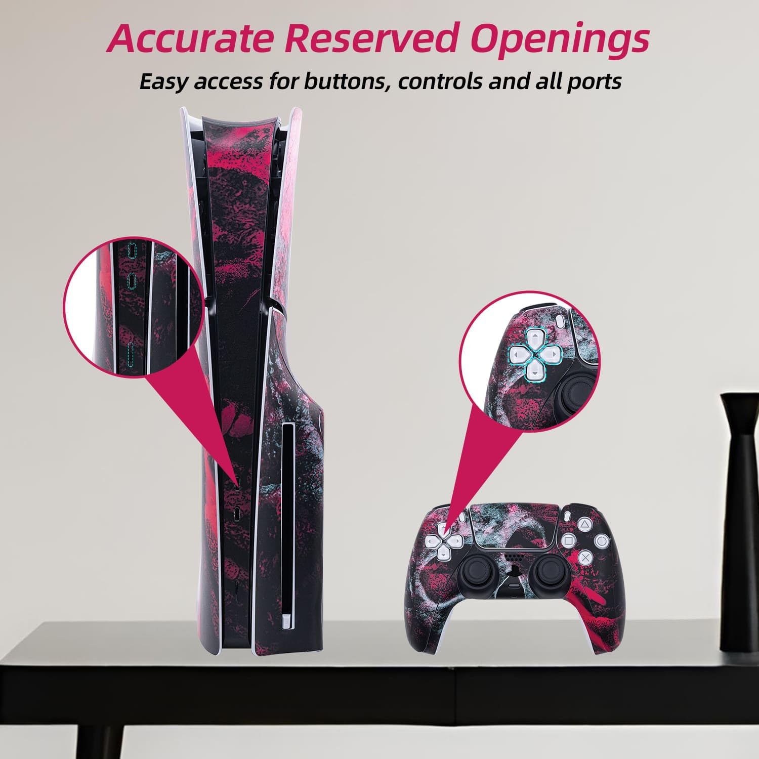 Mcbazel Calcomanías de la Serie Pattern Pegatinas de Vinilo Solo para PS5 Slim Disc Edition - Cráneo Rojo