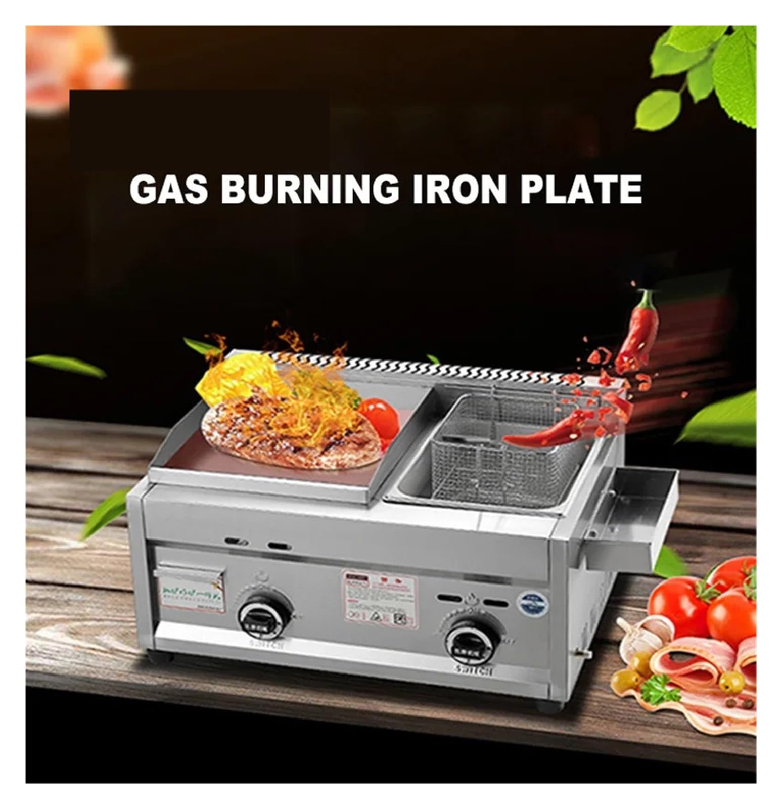 Grill Gazowy Frytkownica Teppanyaki Combo Do Kuchni Komercyjnej Szybkie Nagrzewanie