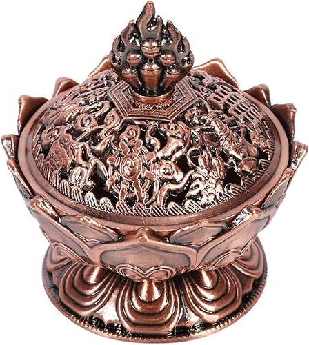 Miniatura 6 de Aukson Incense Burner Vintage Backflow Smoke Stick Cone Holder Home Deco ion Hot (Red Bronze)