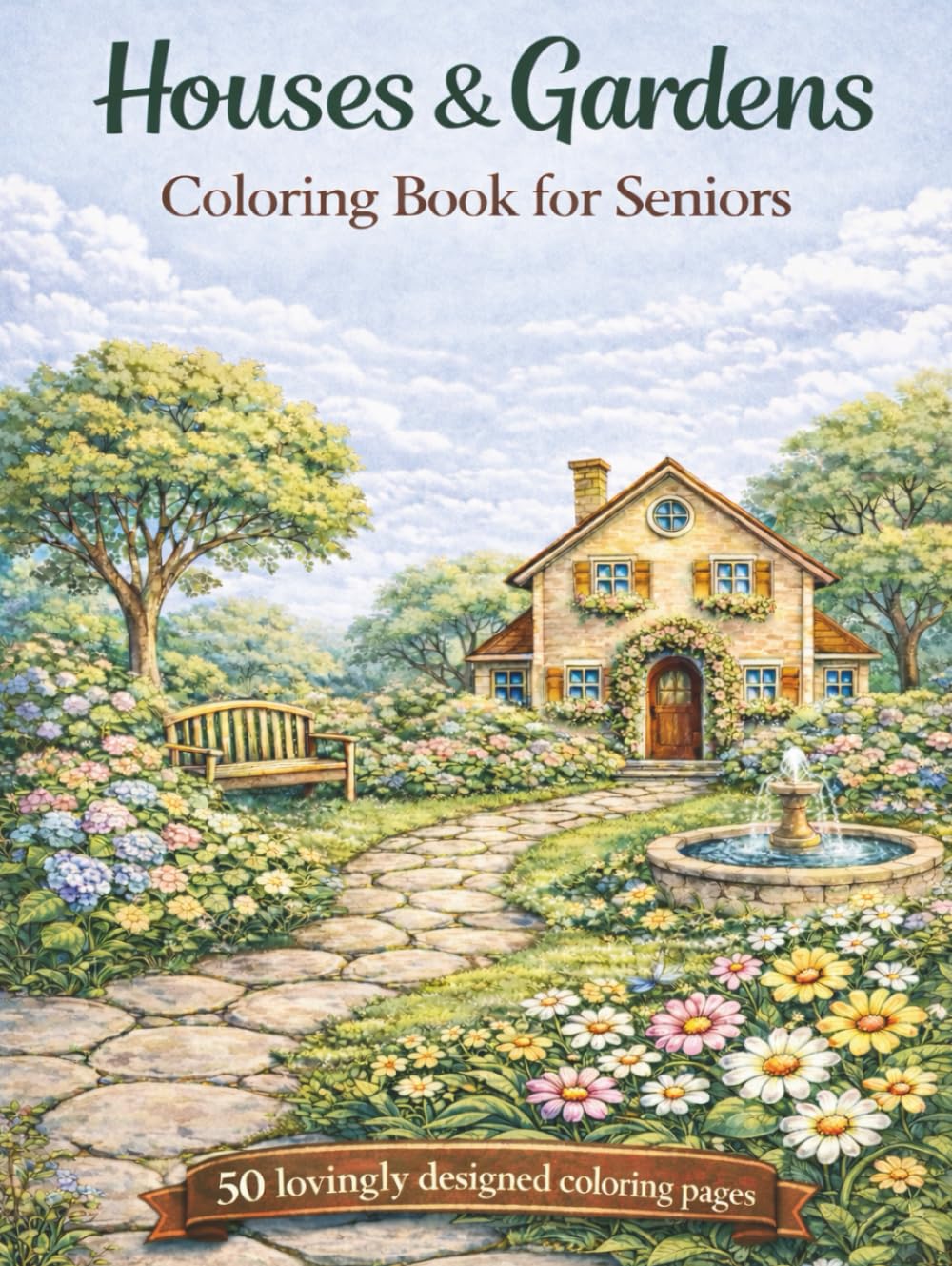 Houses & Gardens – Coloring Book for Seniors: 50 Lovingly Designed Coloring Pages for Relaxation and Creative Moments