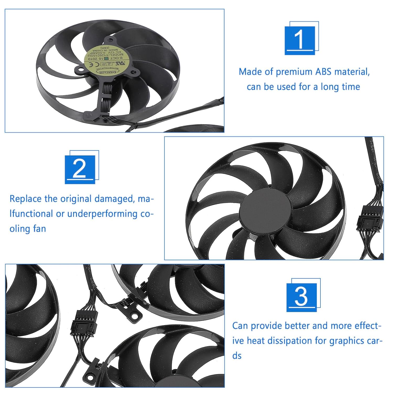 GPU Cooling Fan Replacement for High-Performance Ti Tuf OC Radiator Cooler Fan for Graphics Cards Quiet GPU Cooling Device