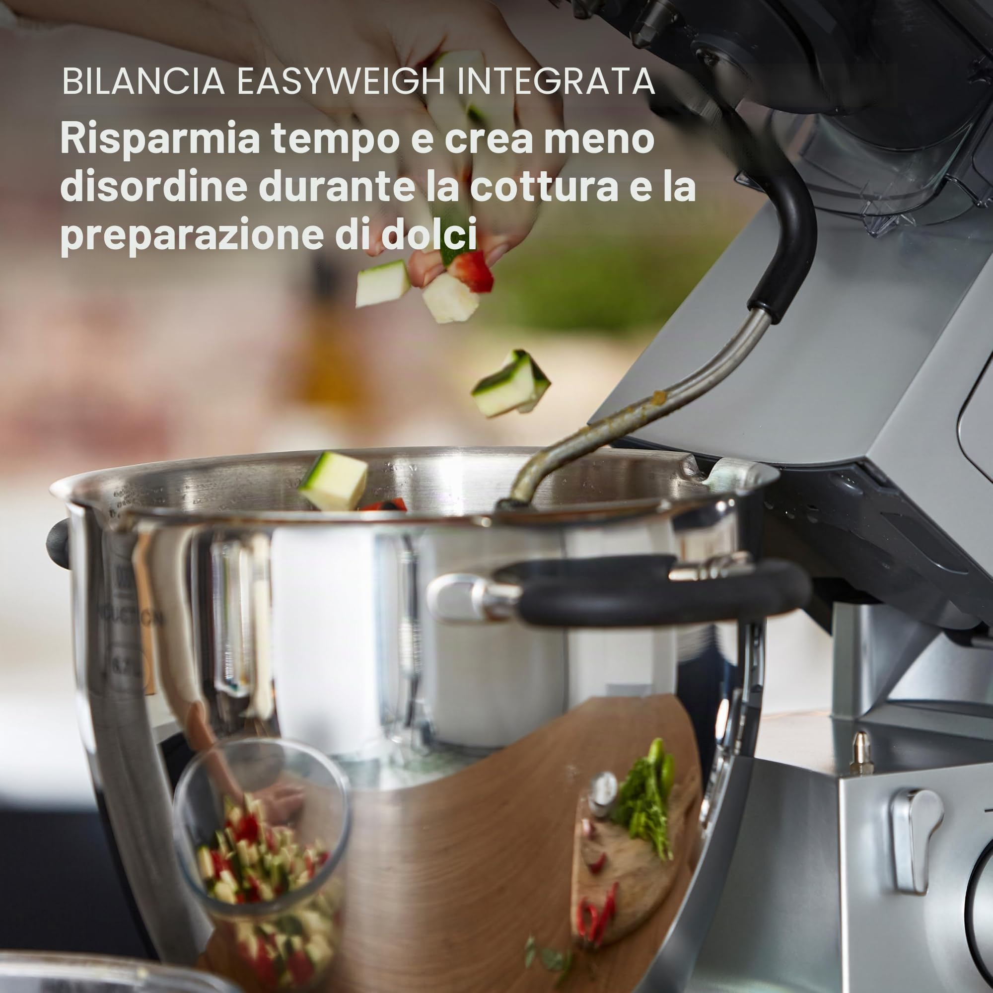Kenwood Cooking Chef XL KCL95.424SI, Impastatrice Planetaria con Frusta K, Robot da Cucina, Gancio per Impasti, Display LCD, Bilancia Integrata, Ciotola Acciaio Inox 6,7L, 1500W, Argento