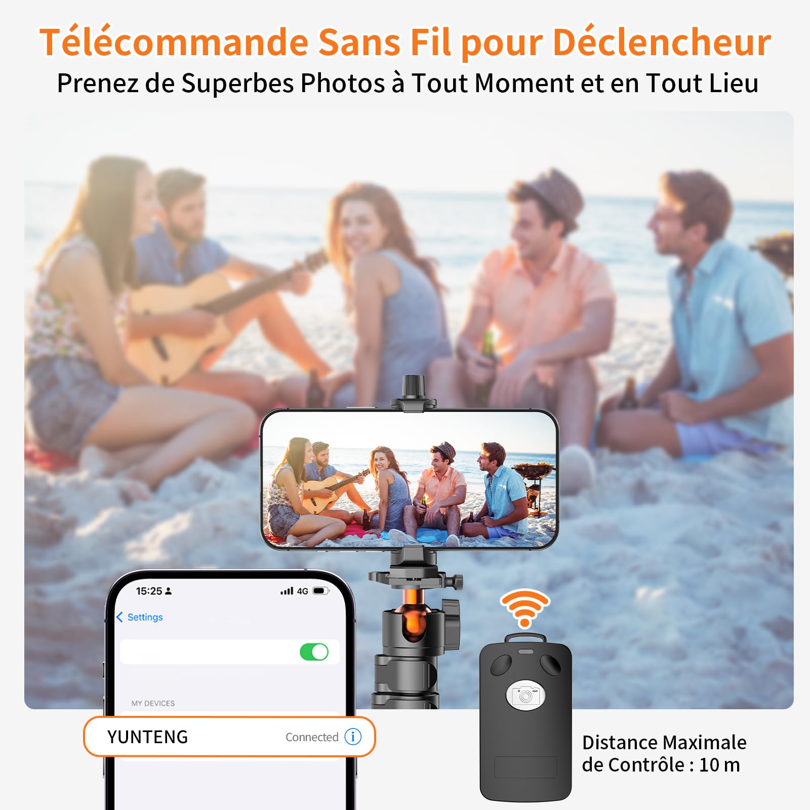 XXZU 191cm Trepied Appareil Photo, Matériel d'assemblage pour Studio Photo, Trepied Telephone Léger En Aluminium Avec Support Pour Téléphone Et Rotule À 360°, Trépied Pour Caméra/Smartphone/Projecteur