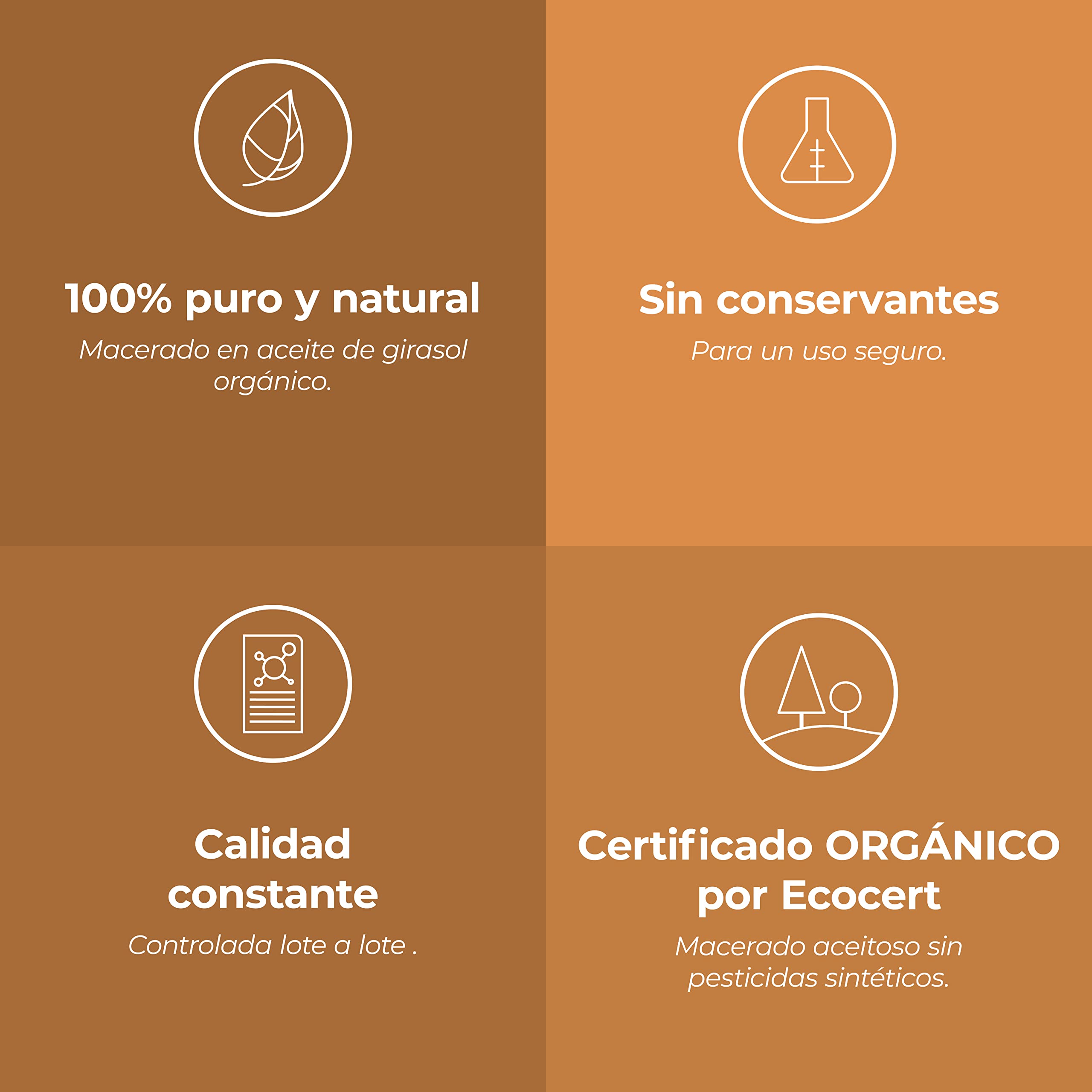 Aceite de Caléndula BIO (Calendula officinalis) - 100 mL - Macerado Oleoso Certificado Cosmos - Aroma Labs