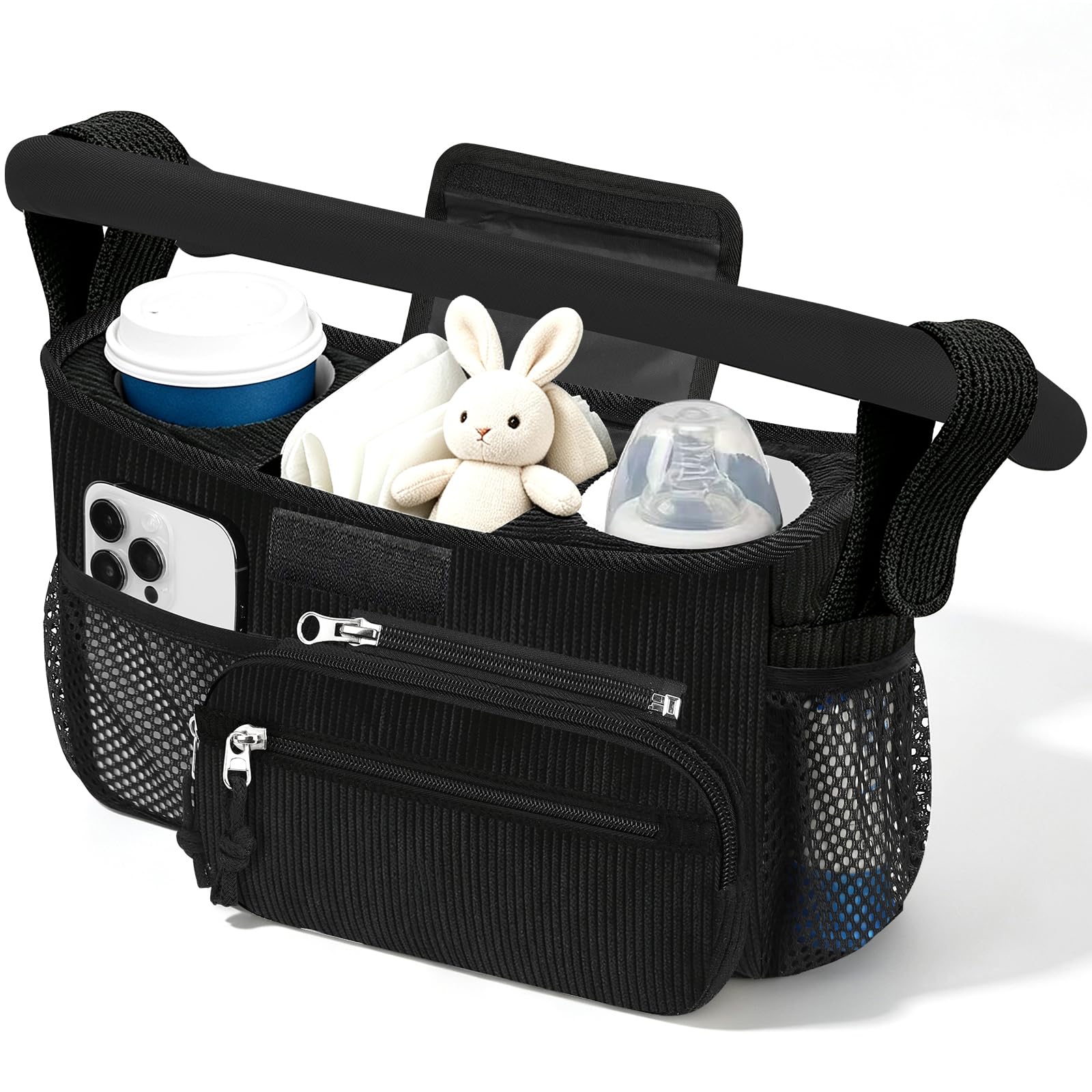 Femuar Universal Stroller Organizer, Stroller Caddy with Cup Holder