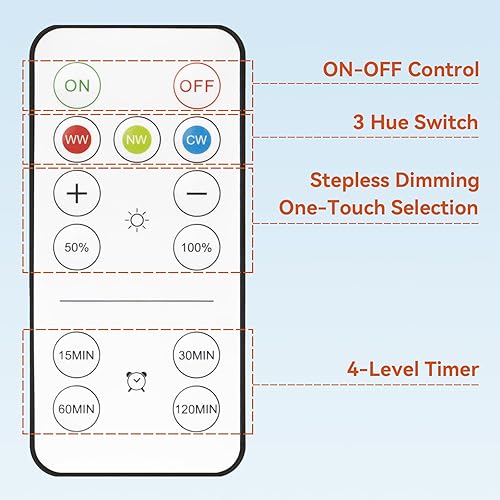 Miniatura 7 de Neporal MagicGlow - Bombilla recargable con control remoto, 3 cambios de tono + regulable de 15 W USB A19 de 15 W, funciona con pilas, bombillas