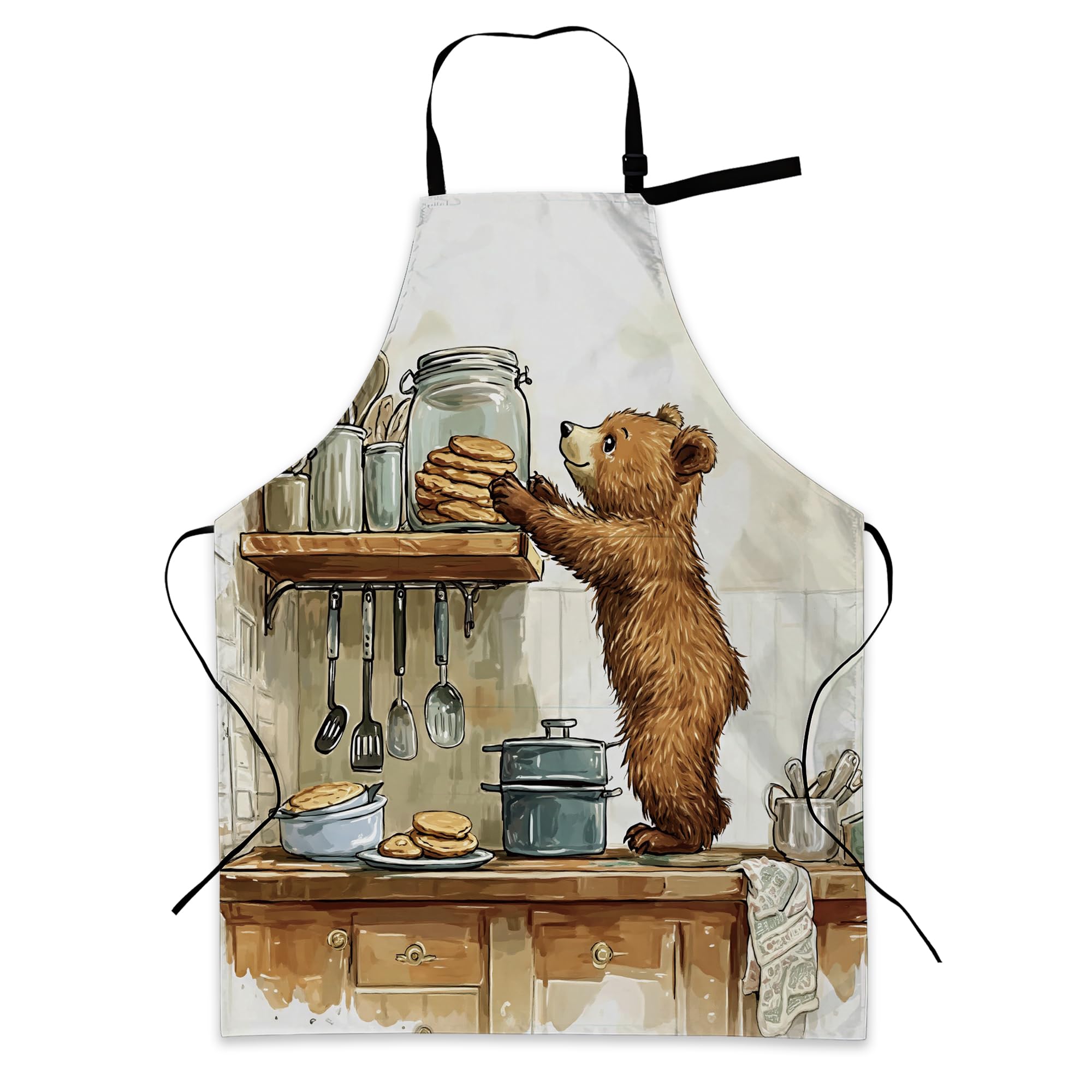 BILANGCE Bear Apron Unisex Adjustable Bib Apron with Pockets Cooking Kitchen Chef Women Men Aprons for Home Kitchen, Restaurant,Coffee House,Shop,Garden