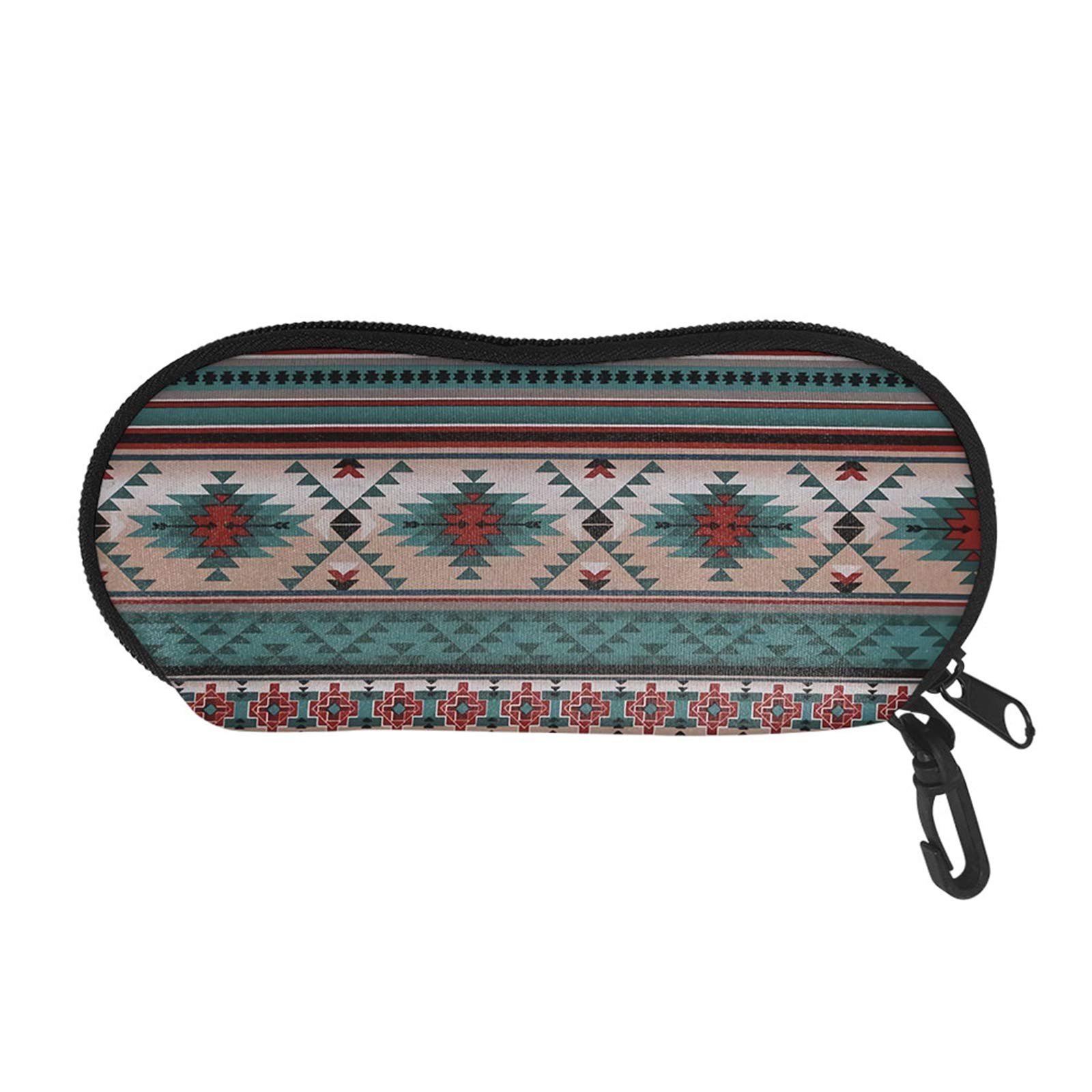 Seanative Women's Vintage Tribal Sunglassses Case Sport Eyeglasses Pouch Ethnic Tribal Vintage Style Hard Glasses Holder Zipper Eyewear Goggles Box