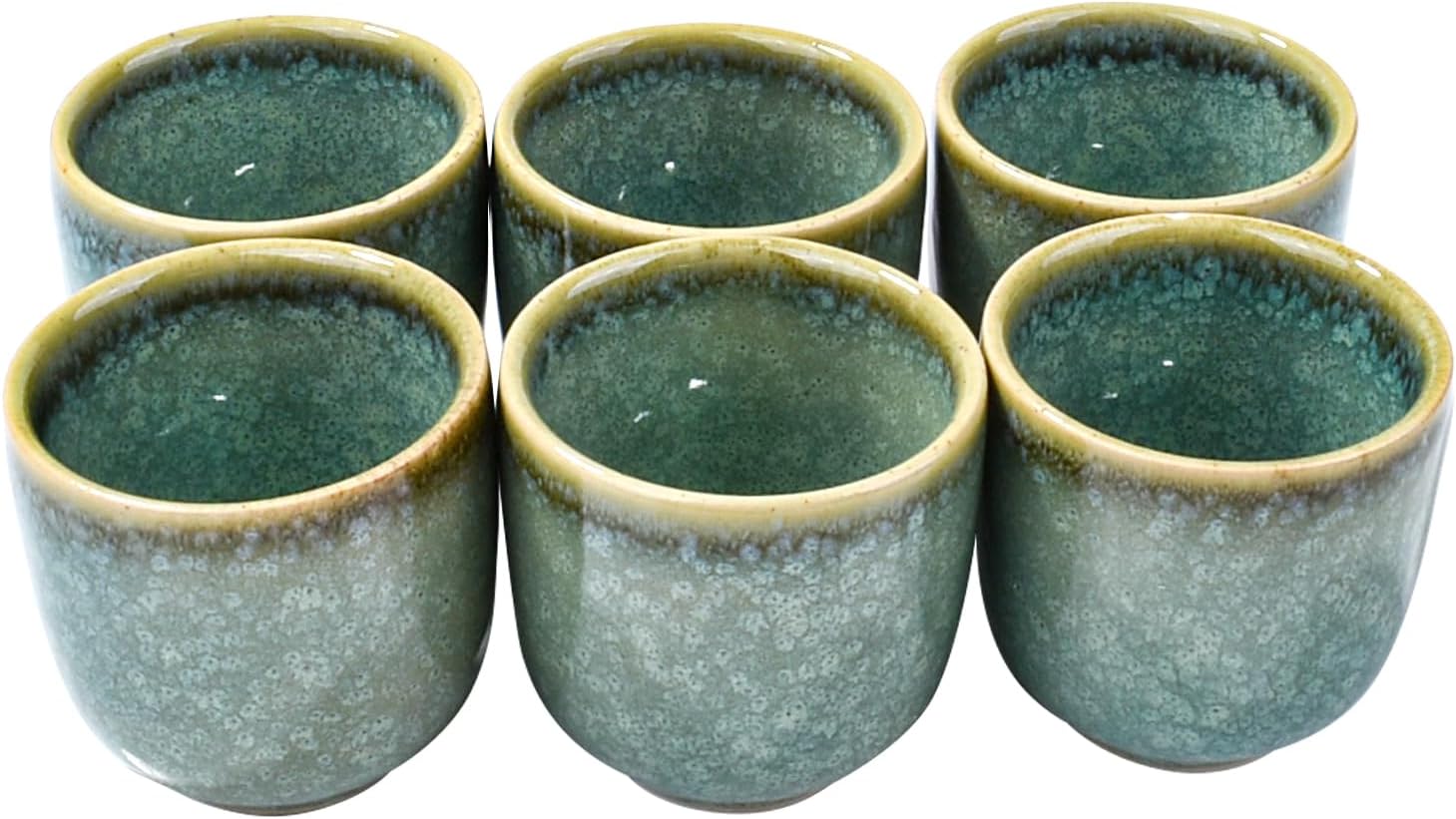 Japanese Ceramic Sake Cup Set of 6, 2.04'' Reactive Kiln Glaze Tea Cups