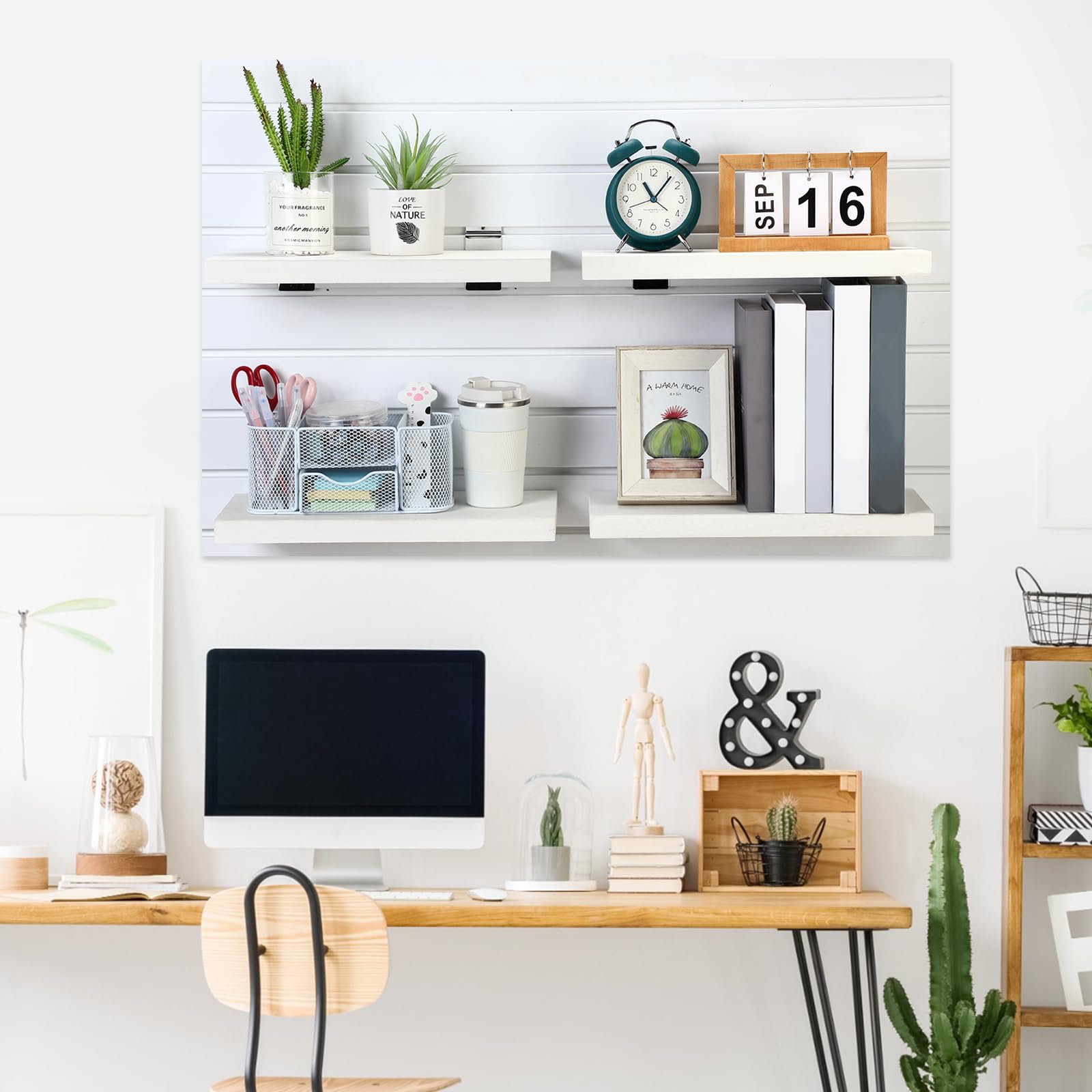 Amazon.com: Landical 4 Pack Wooden Slatwall Shelf, 16.1