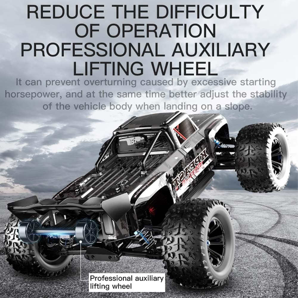 KF16 Zdalnie sterowany samochód dla dorosłych, 70 km/h, 1:12 4WD Off Road Race Buggy, bezszczotkowy silnik RC, wysoka prędkość, samochód wyścigowy, 3 baterie (czarny)