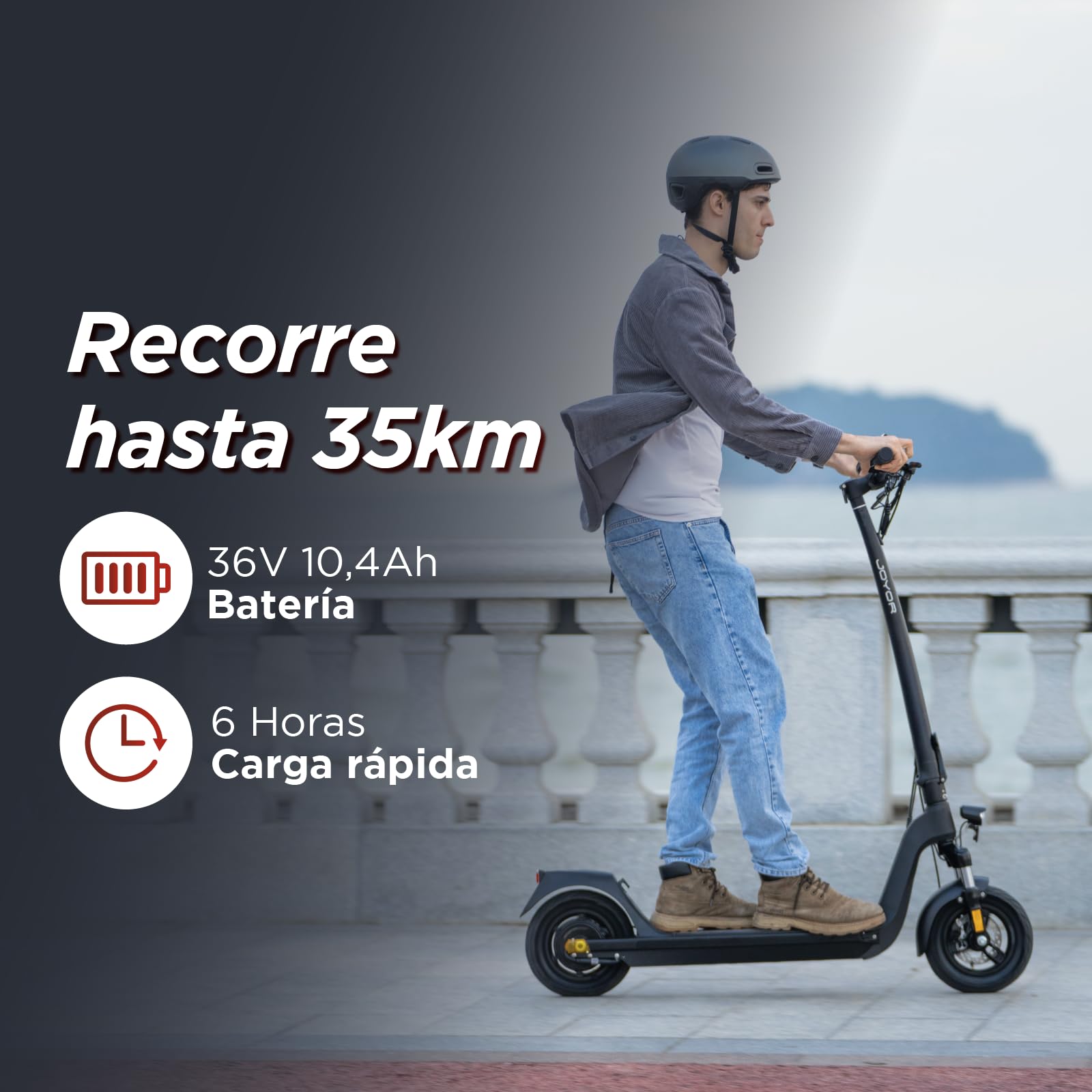JOYOR C10 DGT Patinete Electrico Adultos - Motor de 500W Autonomía 35km Batería Extraíble Neumáticos de 10" Doble Suspensión - Scooter Homologado DGT