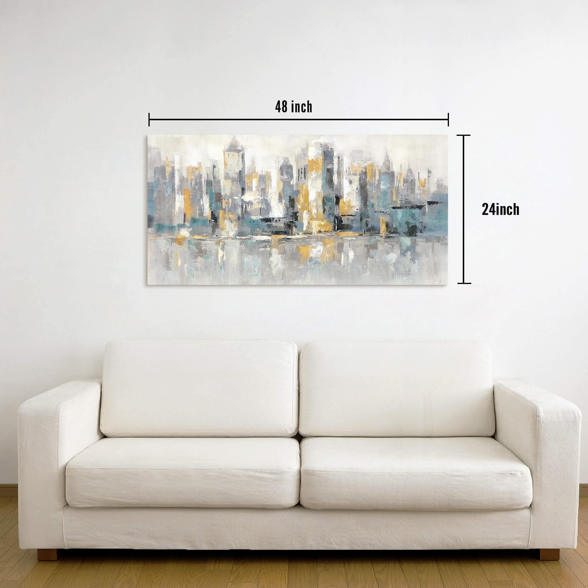 Canvas Wall Art City Painting Living Room Modern Skyline Cityscape Picture Decor Abstract Urban