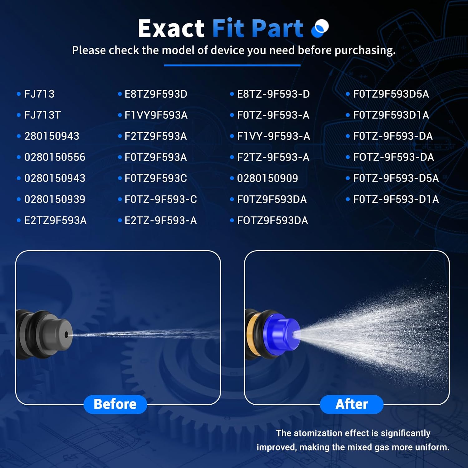 8 PCS Fuel Injectors Fit Ford Bronco Crown Victoria E-150 E-250 E-350 Econoline Club Wagon Super Duty Excursion Expedition Mustang Thunderbird, #OE Replaces 0280150943, FJ713, 0280150939, 0280150909