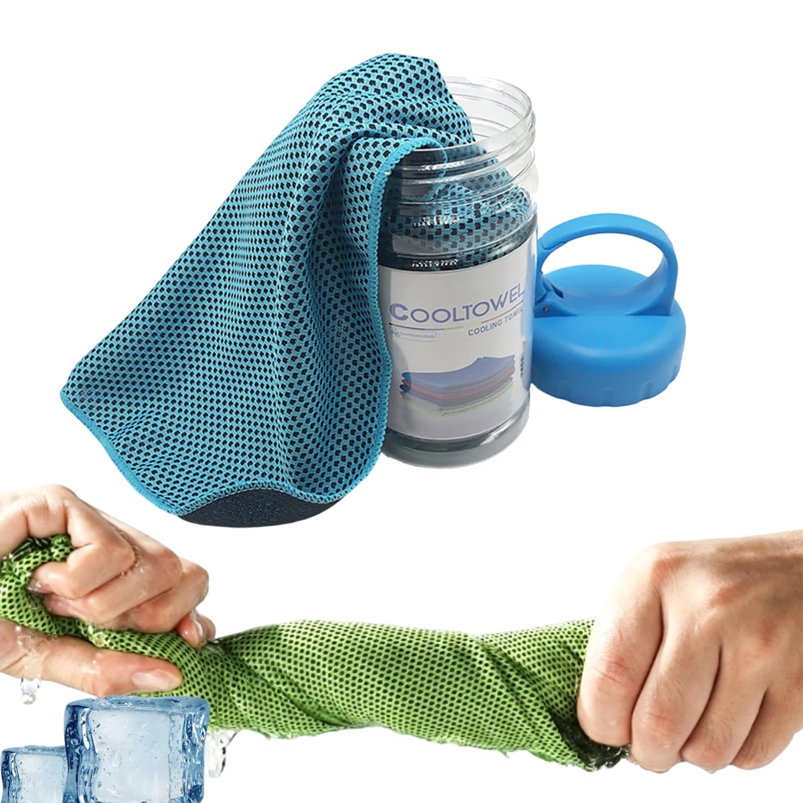 Cooling Towels for Hot Weather, Cooling Towels for Neck, Cool/ing Bottle Cold Sweat Towel, Keeping Cool In Hot Weather,Breathable Reusable Scarf Head Band for Beach Running Camping Workout，Light Blue