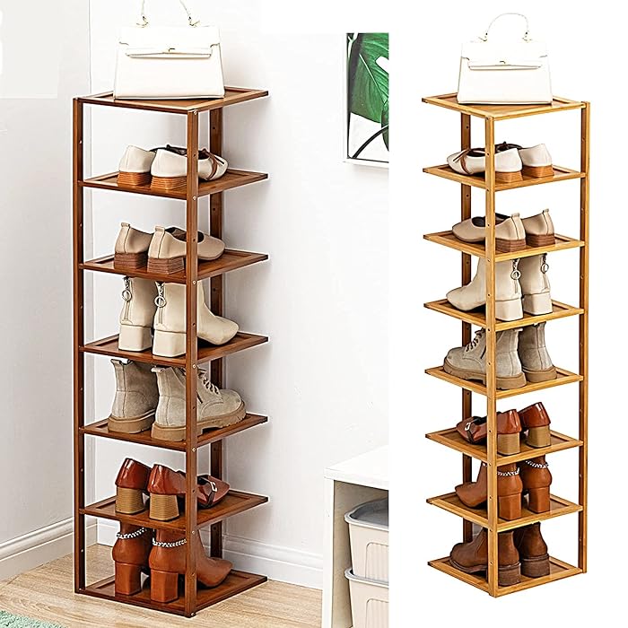 Buy Shoe Racks Storage Wooden Tall Narrow Slim Shoe Organiser