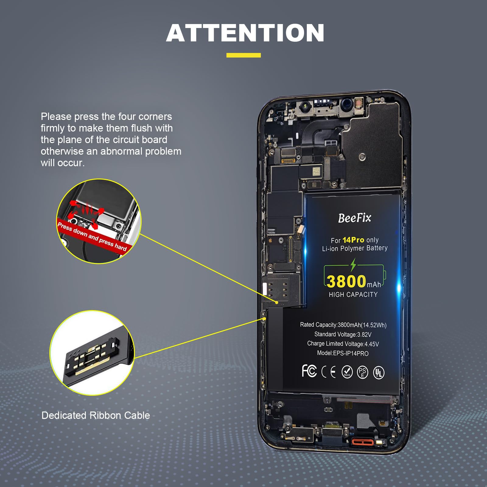 Batteria per iPhone 14 Pro: Batteria Li-Ion 3800mAh alta capacità per iPhone 14 Pro con strumenti riparazione professionali Compatibile con modelli A2890/ A2650/ A2889/ A2892/ A2891