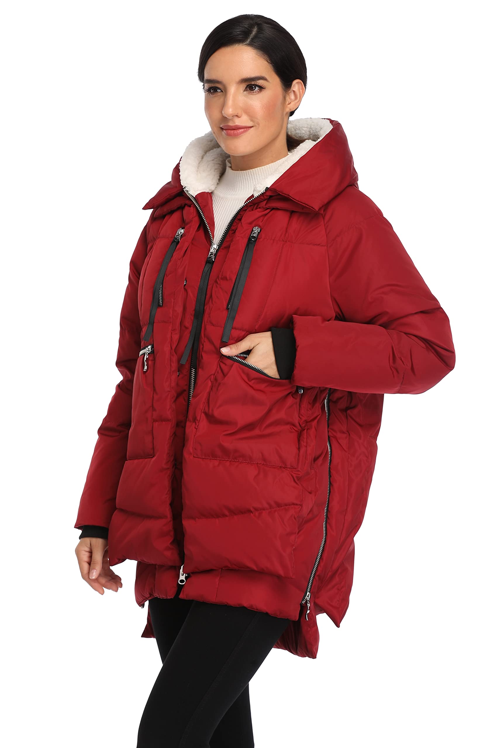 VOGMATE Damen Daunenjacke mit Kapuze Winter Dicke warme Daunenjacke Winddichter Mantel für Damen