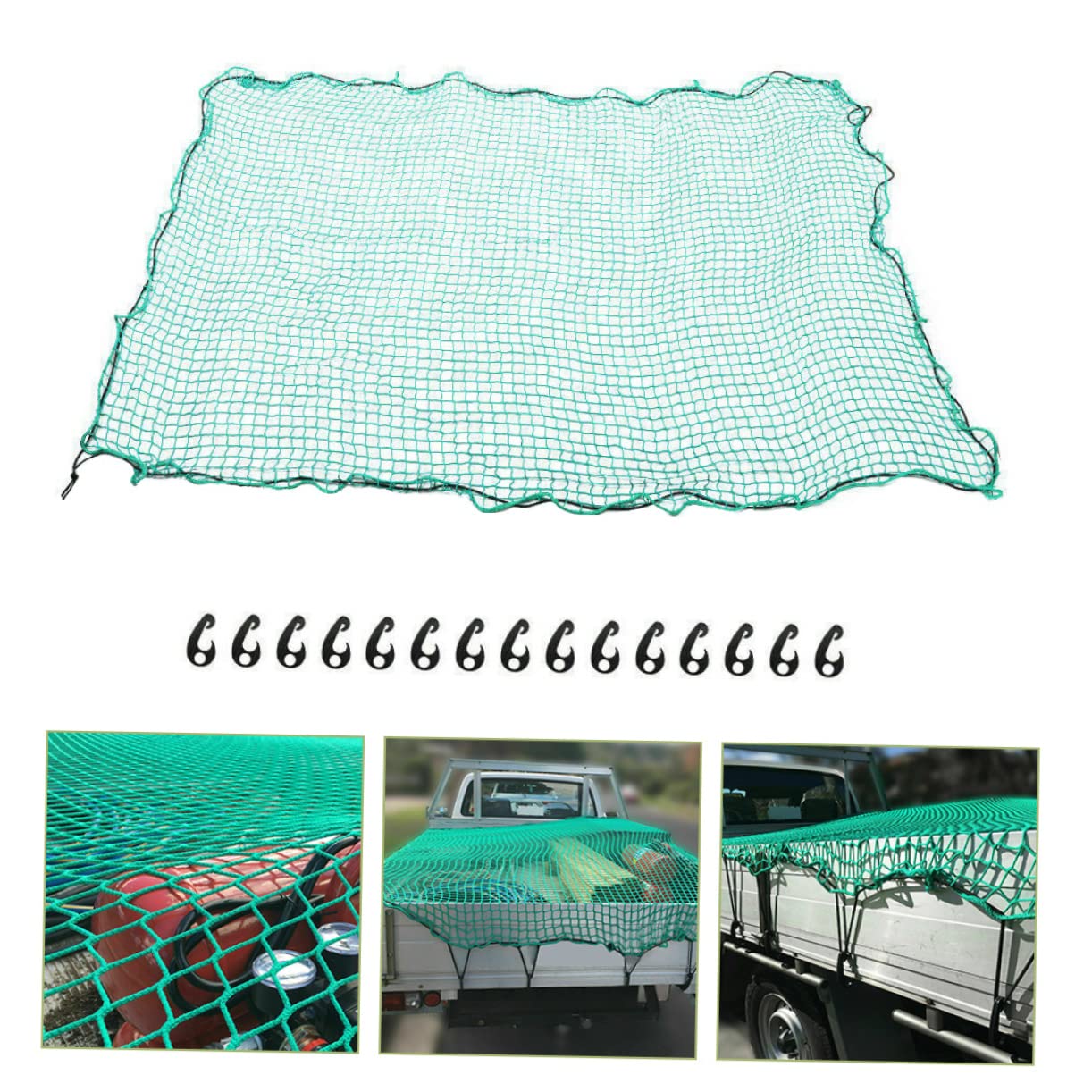 Hemobllo Rete di Carico Elastica in Nylon 2,5x3,5 m con Ganci per Cassone Camion e Rimorchio, Copertura Estensibile per Fissaggio Sicuro del Carico in Pickup e Veicoli Commerciali