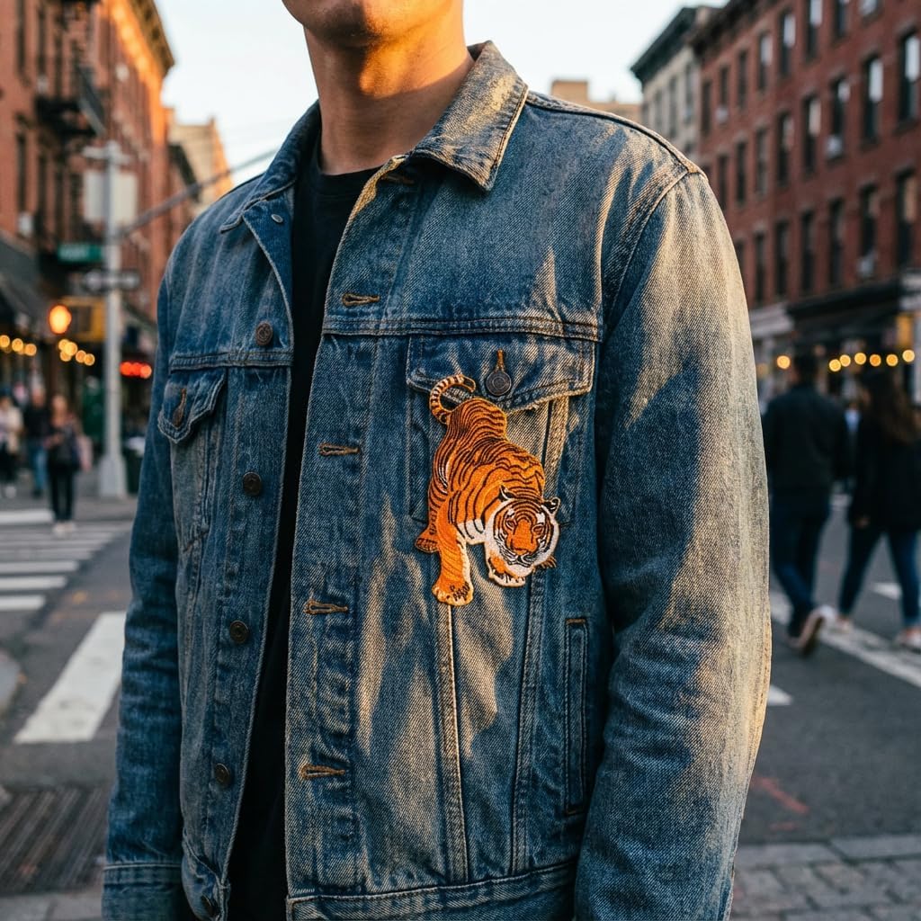 Bengal Tiger Iron On Patch 4x6 Inch, Embroidered Animal Applique for Jackets and Backpacks, Wildlife DIY Fashion Decor