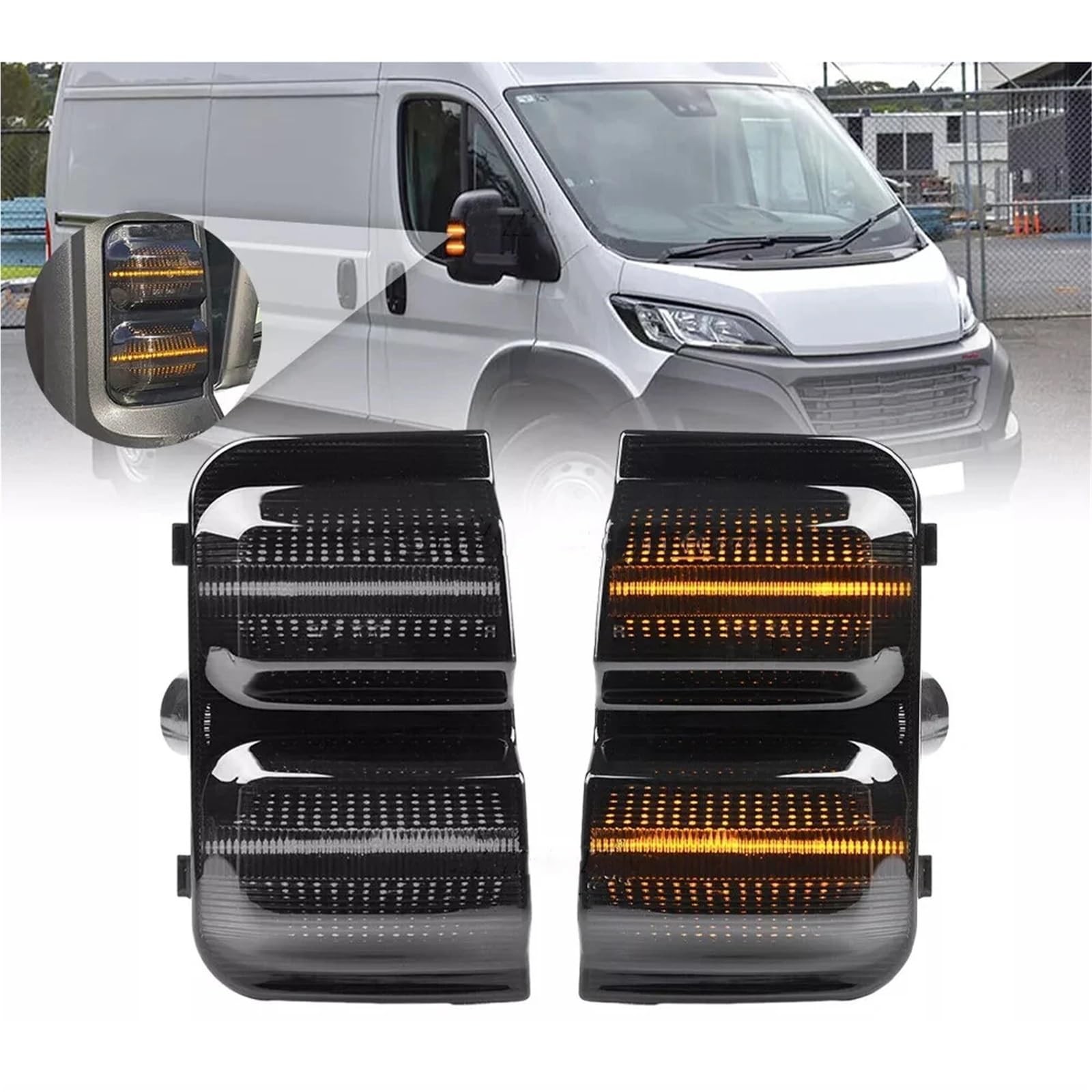 Indicatore Direzione 2 Luci Posizione Laterali LED Dinamiche Lampeggianti Sequenziali Color Ambra Specchietti Retrovisori Per Fiat Per Ducato