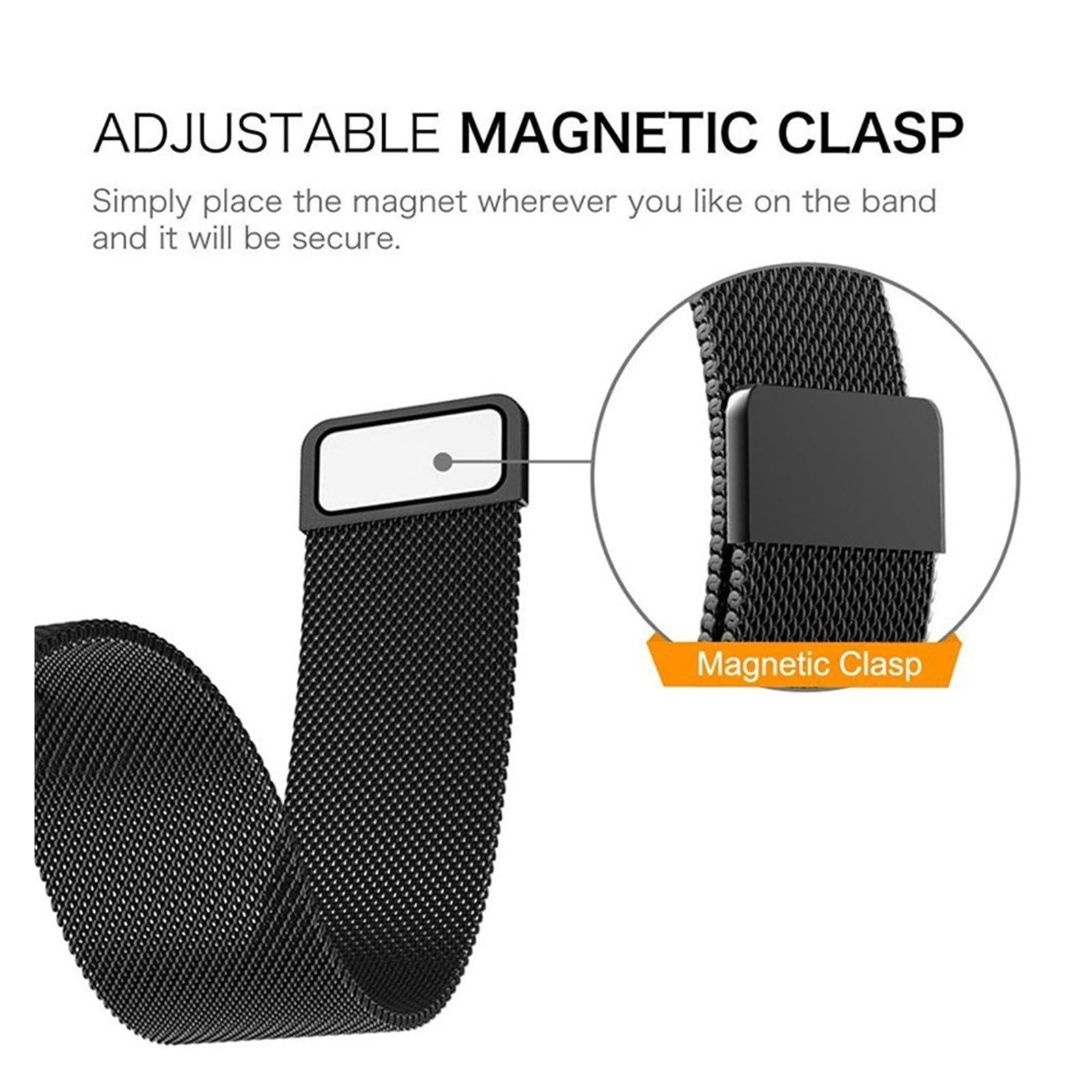 Bransoletka mediolańska Loop Metal 20 mm 22 mm Magnetic Stainless Steel for Garmin Vivoactive 3 4 5 6 Venu 2 3 4 41 mm 45 mm SQ Bracelet
