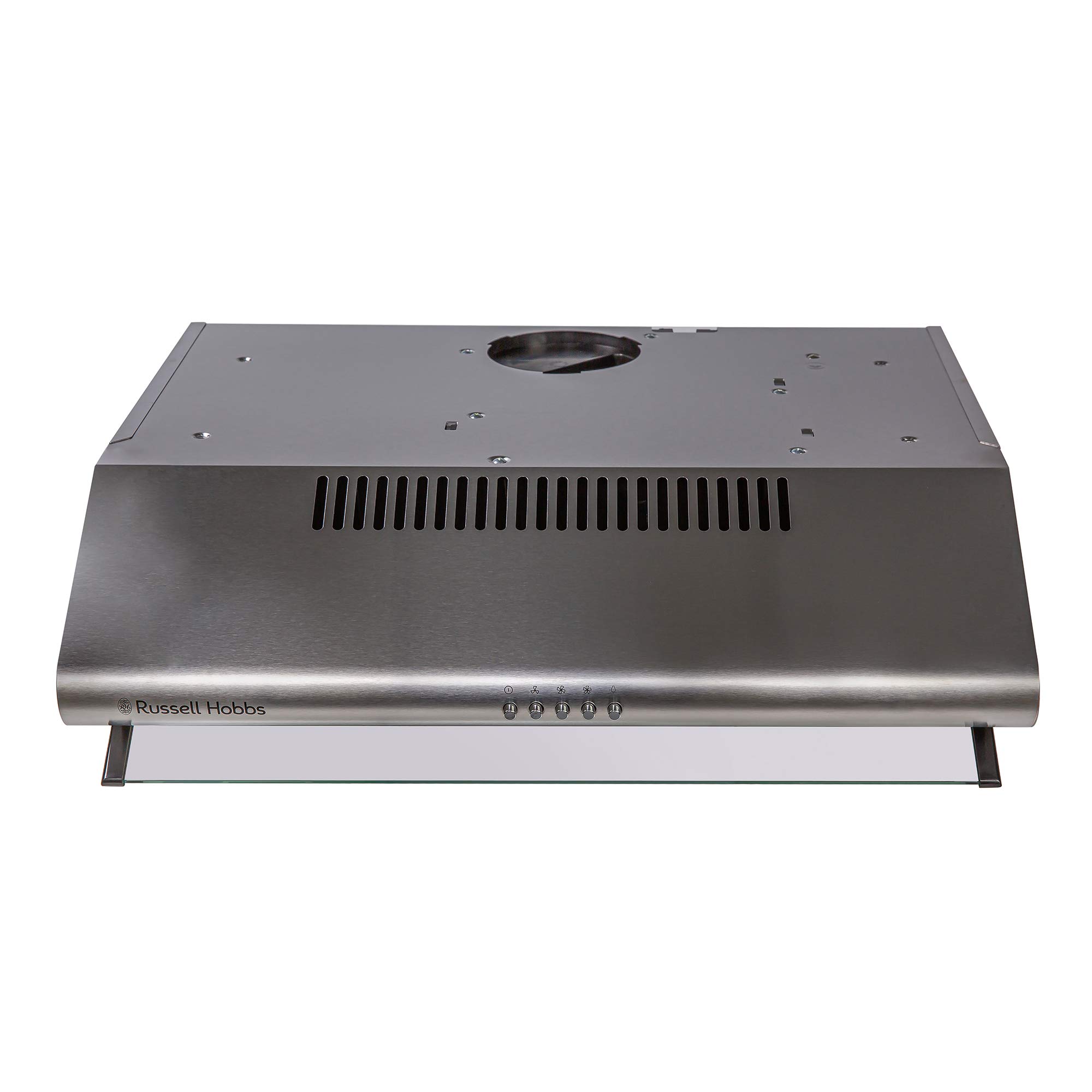 Russell Hobbs 60cm Wide Visor Cooker Hood in Stainless Steel, 3 Speed Settings, Washable Filters, LED Lights, Low Noise, Extraction and Recirculation, Premium Push Button Controls, RHVSRCH602SS -M — view 2