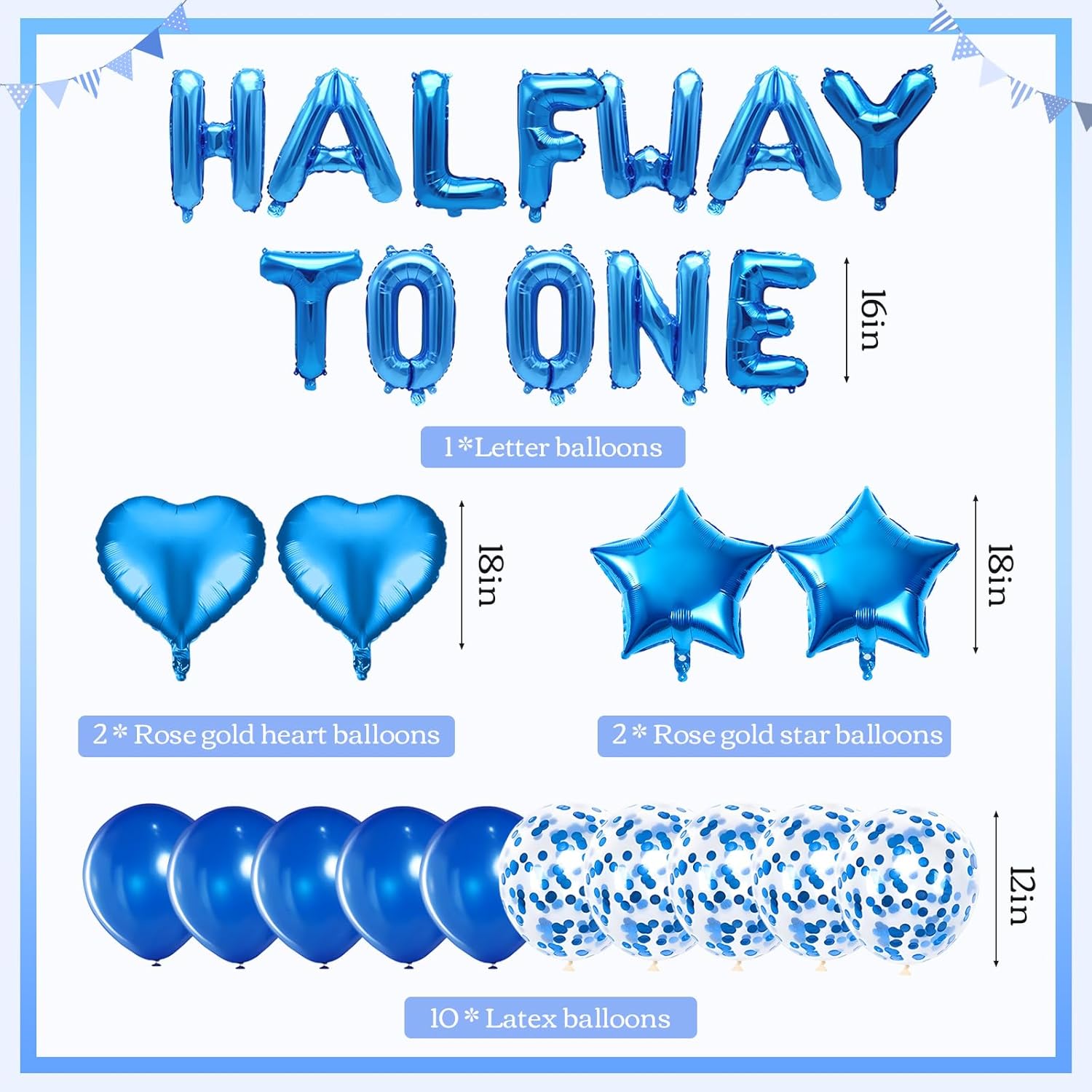 Half Birthday Decorations Boys - Half Way To One Balloons, 6 Months Birthday Decorations & 1/2 Birth-day Party Supplies Kit | HalfWay to One Banner Balloons, Glitter Crown, Cake Topper - Image 4