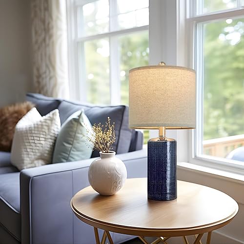 Miniatura 5 de Juego de 2 lámparas de mesa pequeñas de 20.25 pulgadas, modernas lámparas de cerámica para sala de estar, lámparas de noche de granja, estilo