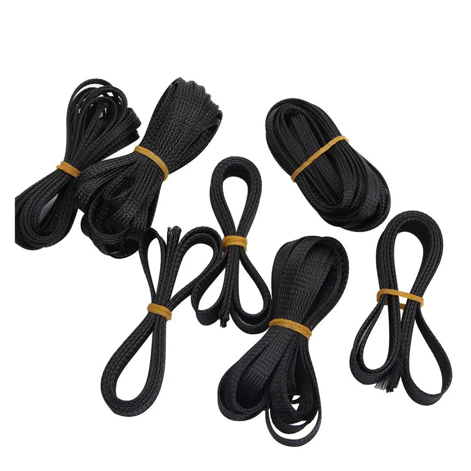 Funda trenzada de PET de 4 a 25 mm, protección de cable, aislamiento de alambre, funda trenzada expandible para cableado de automóvil, hogar, oficina (negro-6 mm, 5 m)