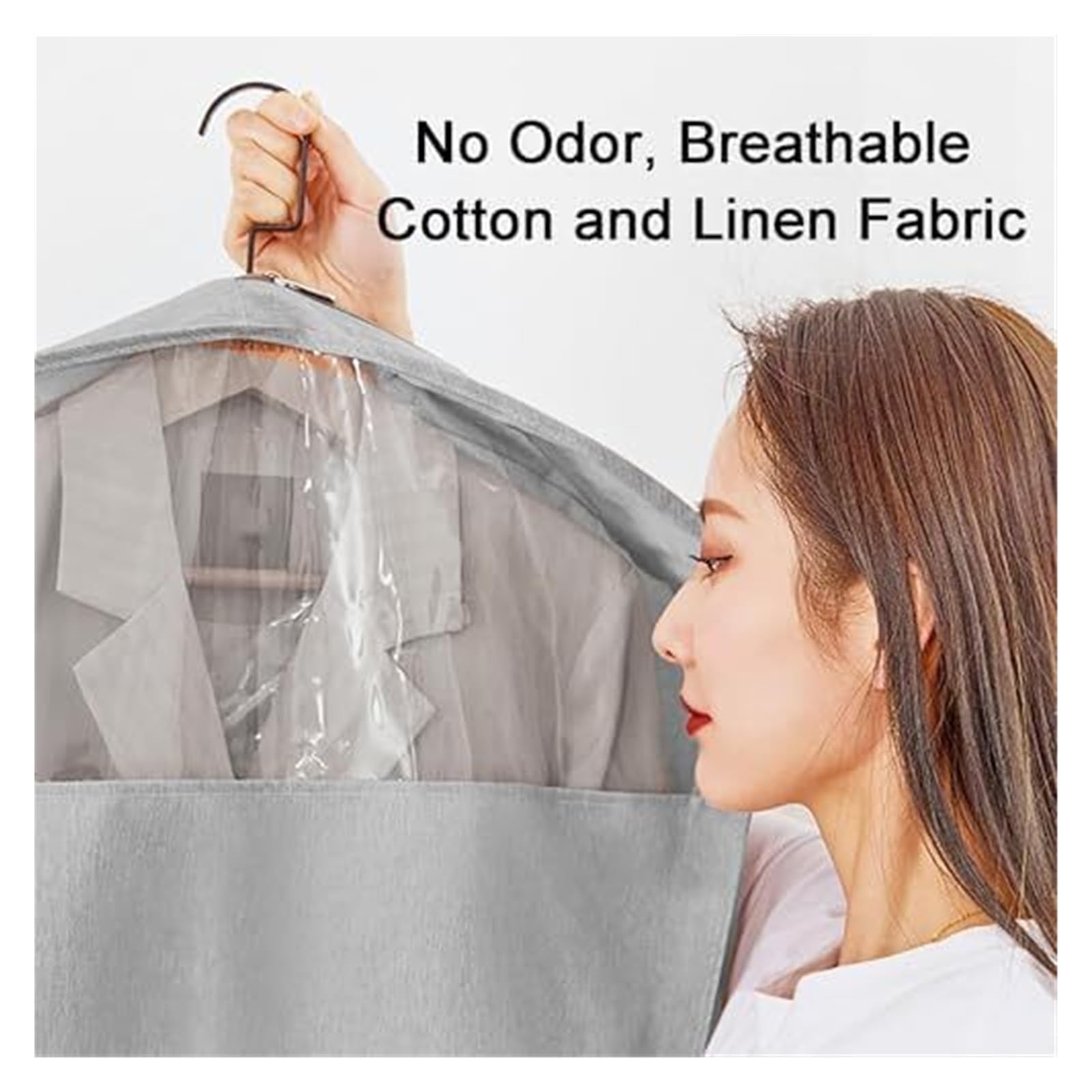 Kleidersack, Kleiderhülle, Atmungsaktive Kleidersäcke aus Oxford-Stoff for Anzüge und Jacken, mit transparentem Fenster(Pink,51.1in/130cm)