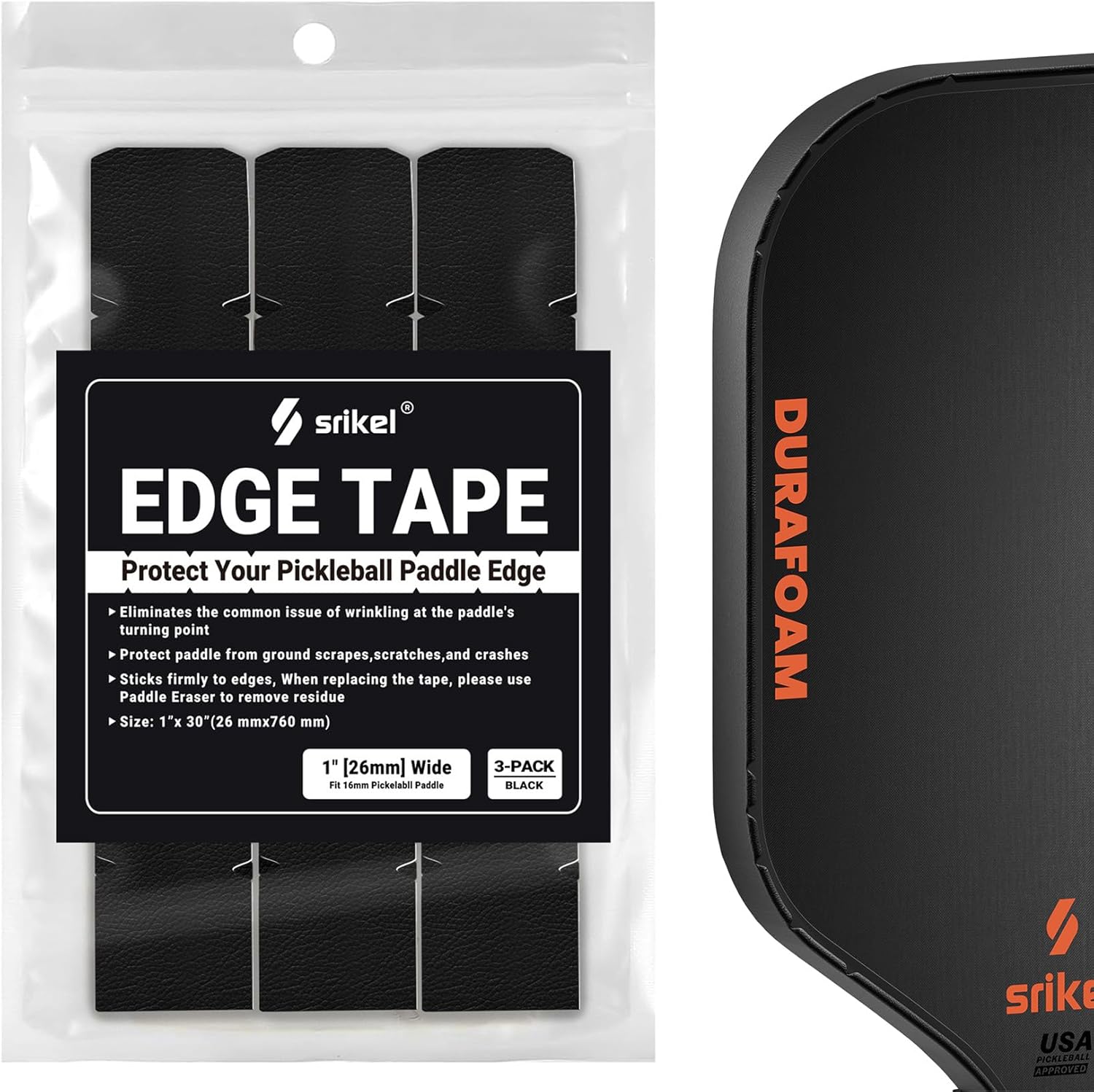 Pickleball Edge Guard Tape – Pickle Ball Paddle Edge Protection Tape 3 Pack, Paddle Head Edge Guard for 12MM to 20MM Rackets, Fits Perfectly Curved Edge, Easy Application, No Wrinkling