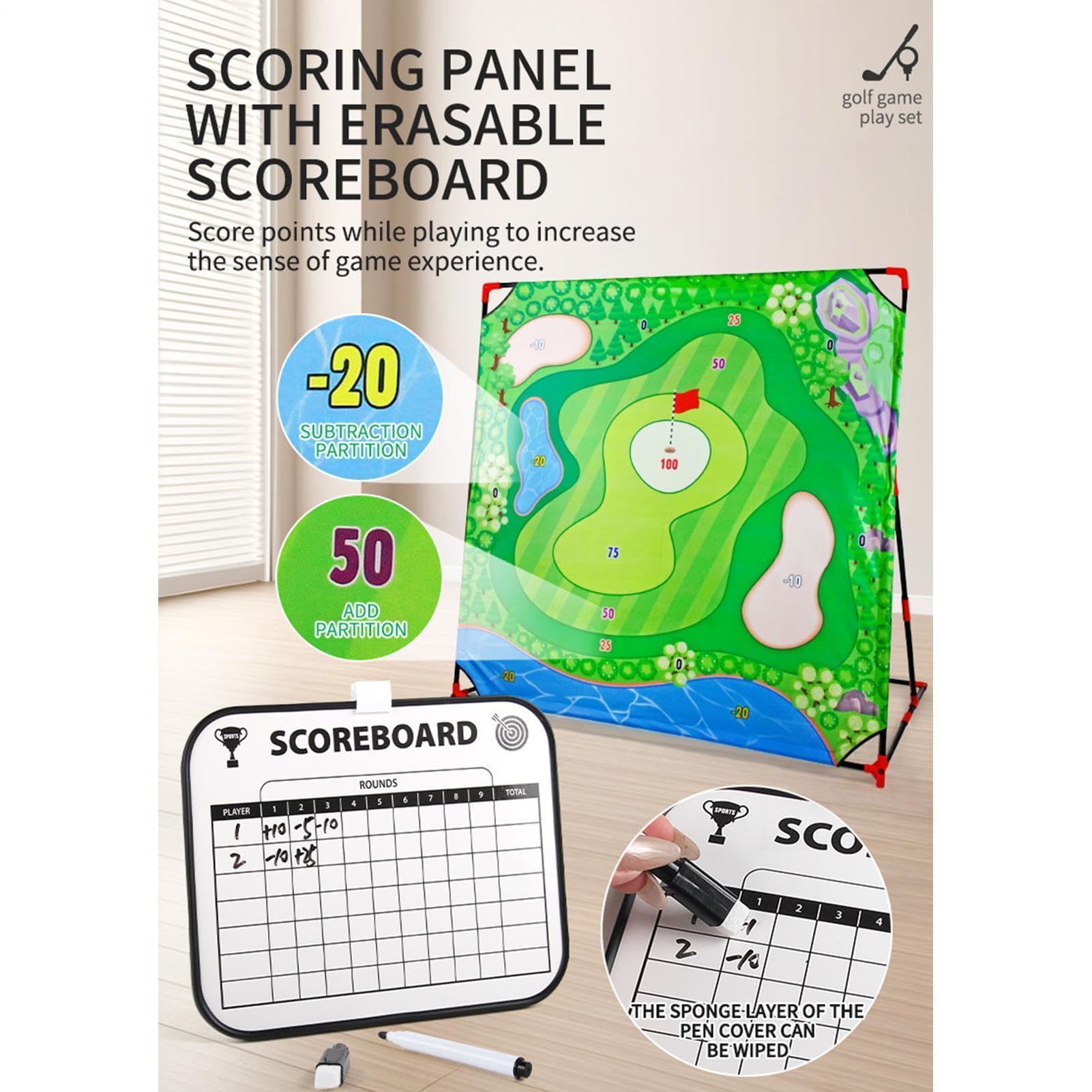 Backyard Golf Game, Interactive Putting Practice Set with Hitting Mat and B
