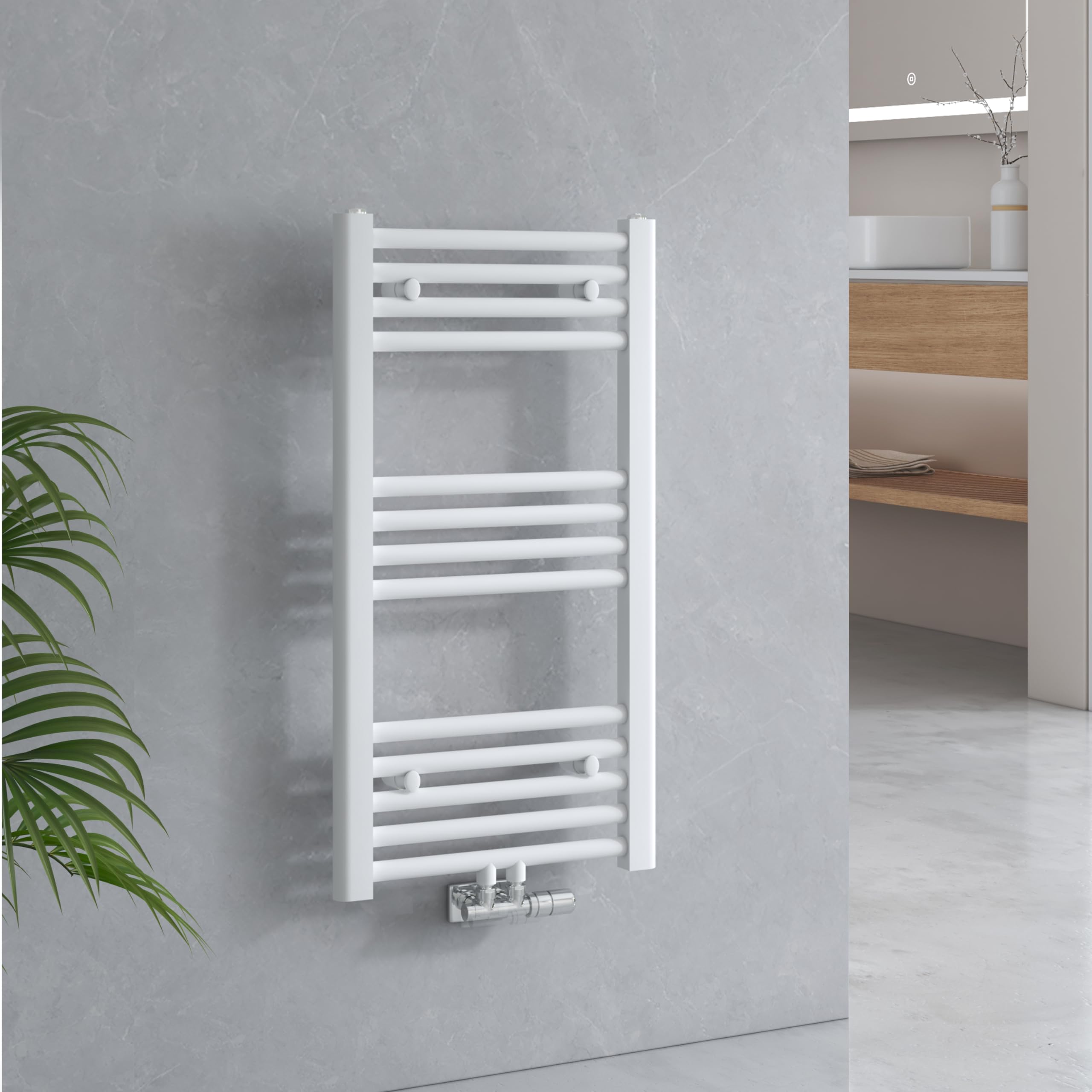 EMKE Badheizkörper 75x40 cm, Handtuchheizkörper Mittelanschluss Badheizkörper Handtuchhalter Handtuchwärmer Handtuchtrockner Heizkörper Klein Badezimmer Handtuchheizung Weiß 244W