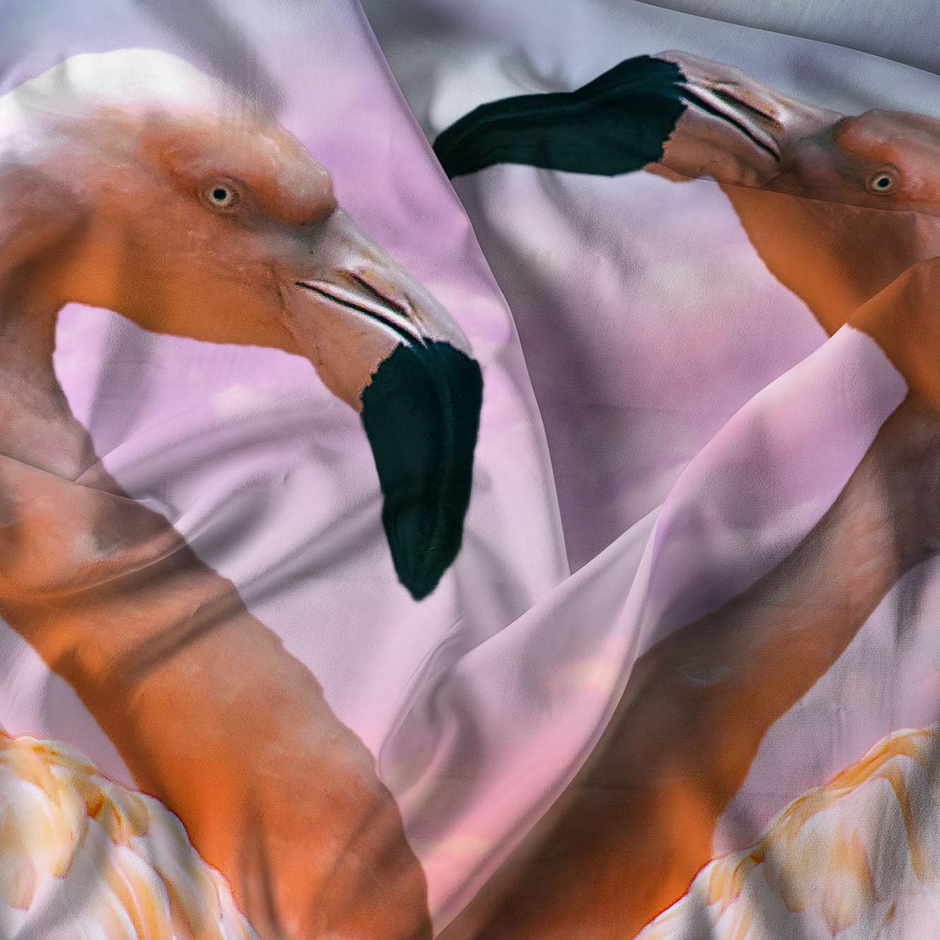 Italian Bed Linen Parure Pokrowiec na kołdrę z mikrofibry z nadrukiem cyfrowym GOODNIGHT, Flamingo, Dwuosobowy