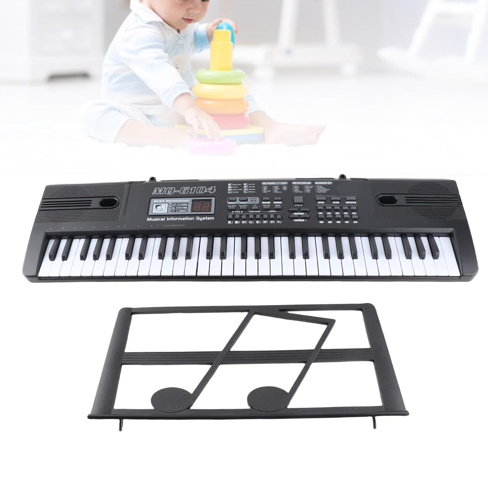 Mini Teclado Portátil Digital de 61 Teclas para Niños con Micrófono, órgano Electrónico de Música para Niños de 1 a 6 Años