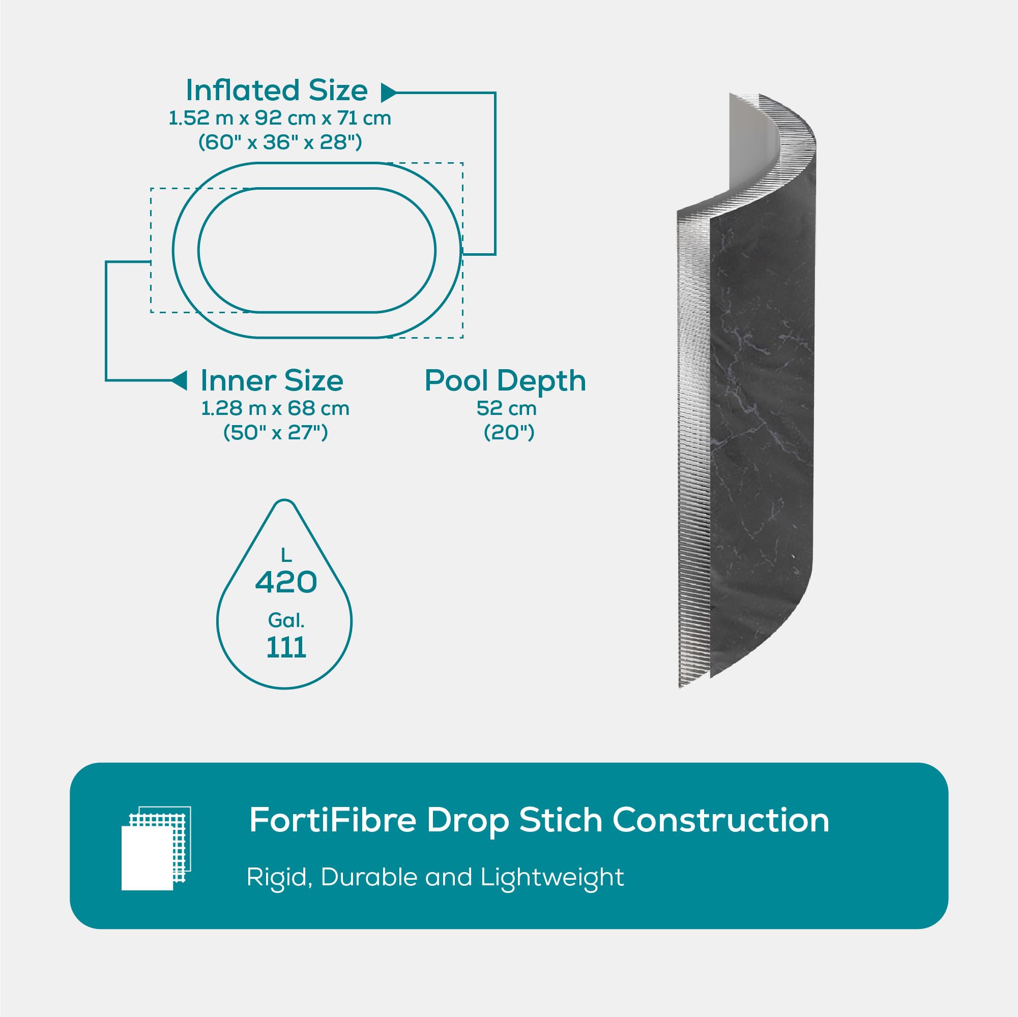 Lay-Z-SPA Glacial Dip FortiFiber - Bañera de inmersión fría (1,52 x 92 x 71 cm)