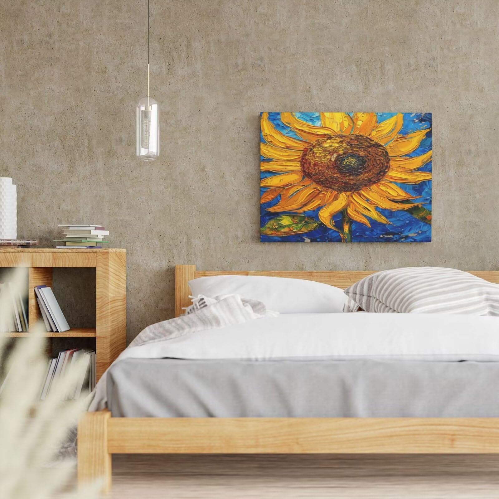 Kit per pittura con numeri per adulti, girasole, pittura con numeri per principianti, pittura acrilica con 6 pennelli, pittura ad olio per decorazione da parete (90 x 65 cm, senza cornice) MK6