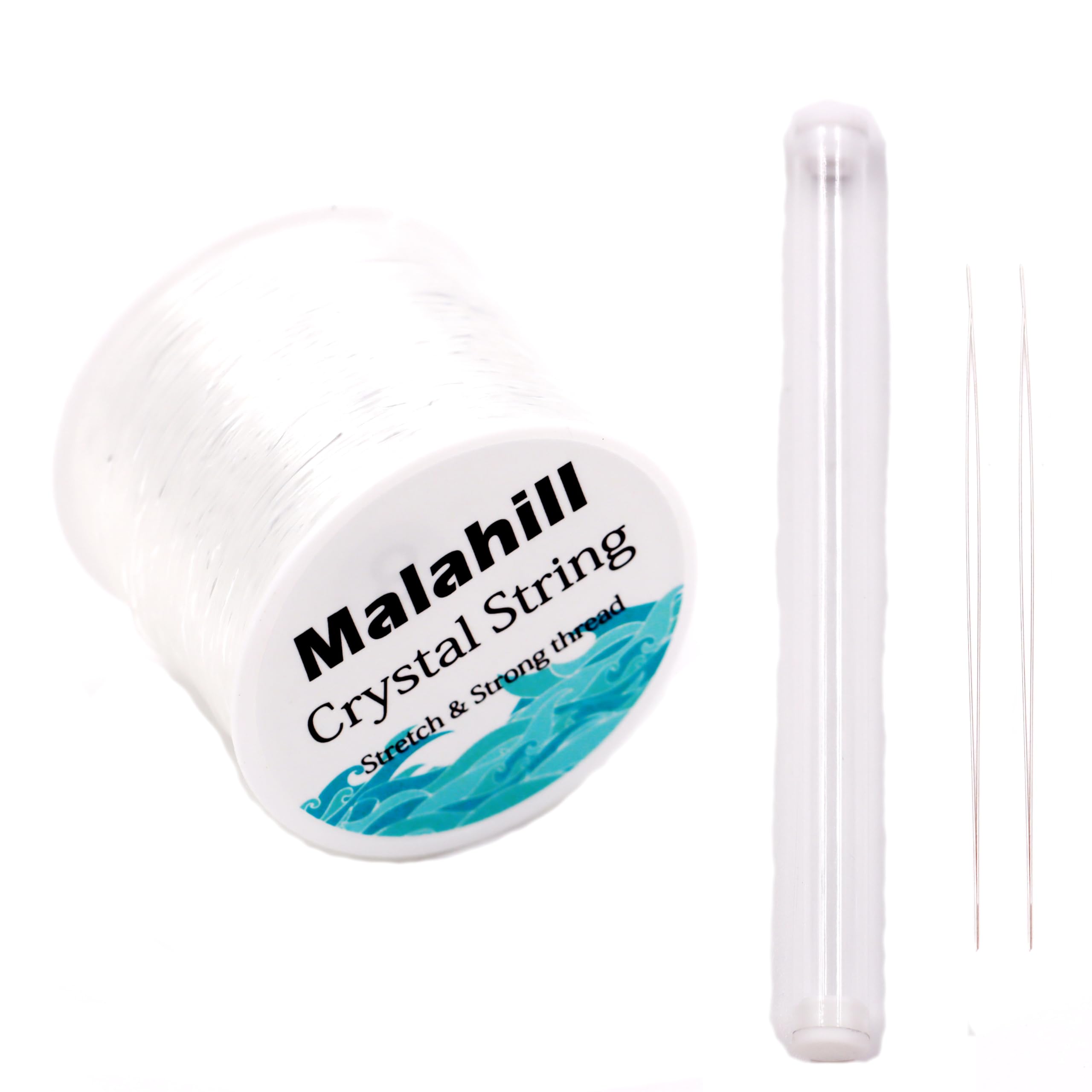 Malahill Clear Elastic String Cord For Jewelry Making Bracelet Beading Thread,Stretchy String For Bracelets With 2 Pcs Beading Needles Beading Cord 0.4Mm