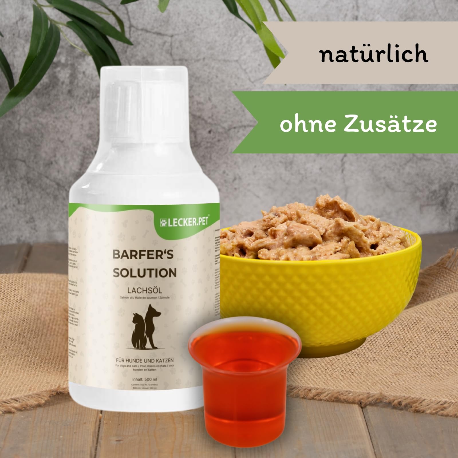 Lecker.Pet® 3 x 500 ML Barfer's Solution 100% Huile de Saumon pour Chiens & Chats | Acides Gras Essentiels | Complément nutritif pour Aliments pour Chiens & Chats | Fabriqué à partir de Saumon Frais