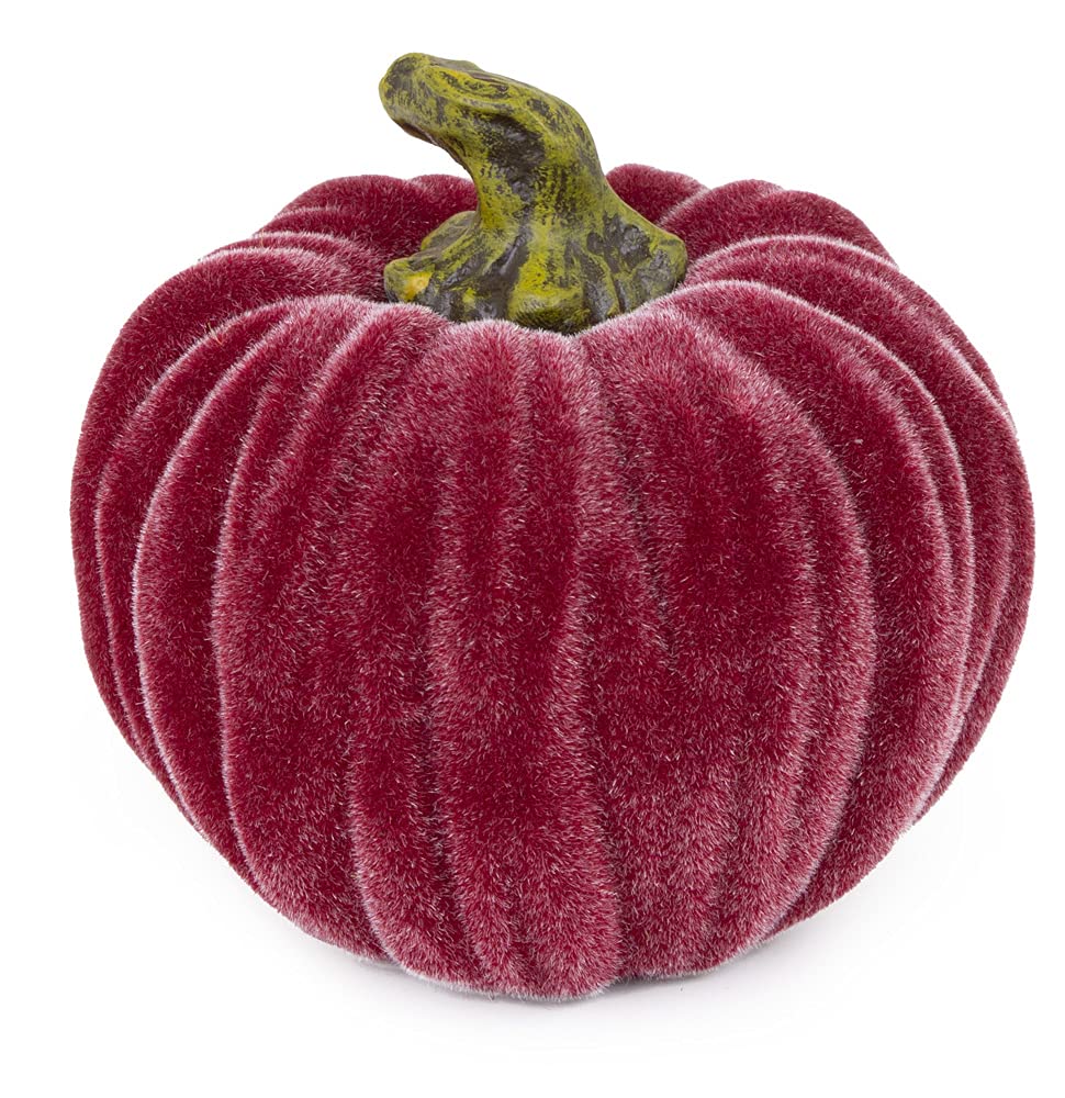 Boston InternationalDecorative Tabletop Velvet Pumpkin, 3 x 3-Inches, Burgundy