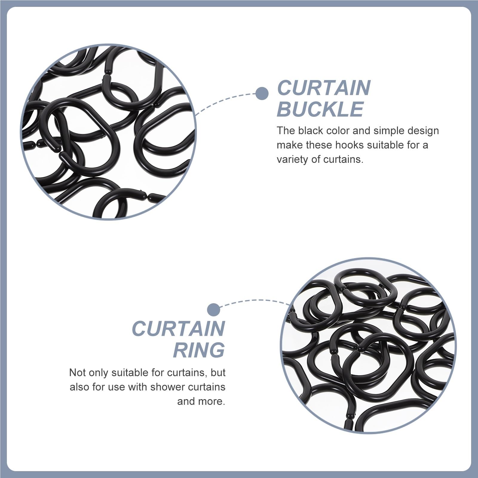 Ganci for tende in plastica 120 pezzi Anelli for doccia neri Chiusura a scatto Facile installazione for e tendaggi