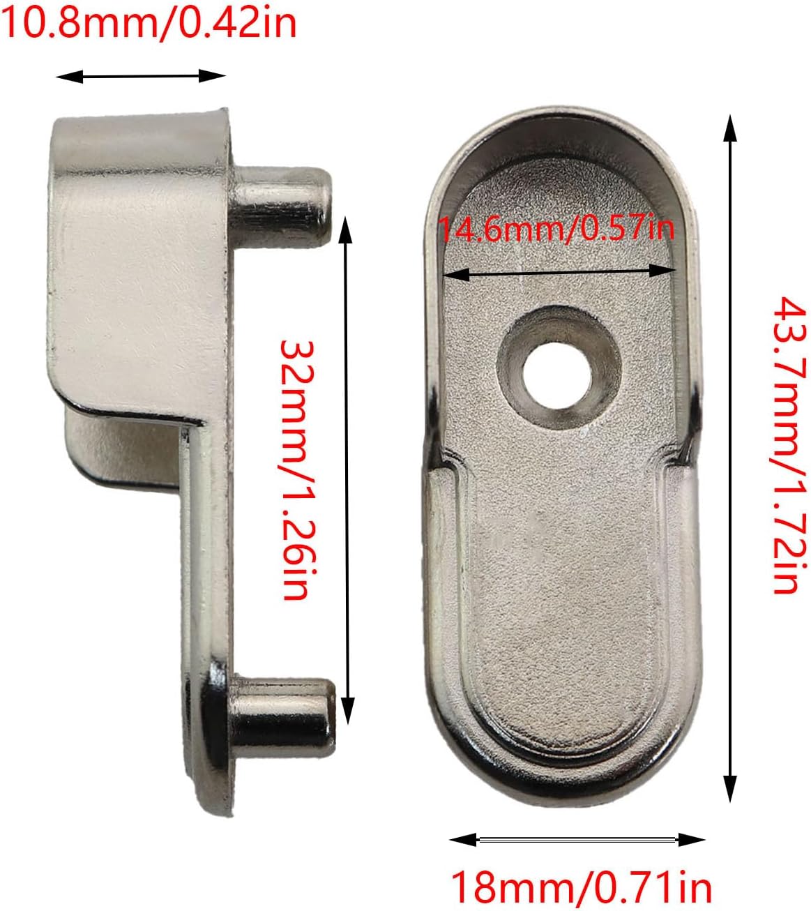 4 Pairs Oval Wardrobe Rod End Supports Nickel Plated Wardrobe Hanging Rod Holder 43x14.6mm Flange Holder with Screws