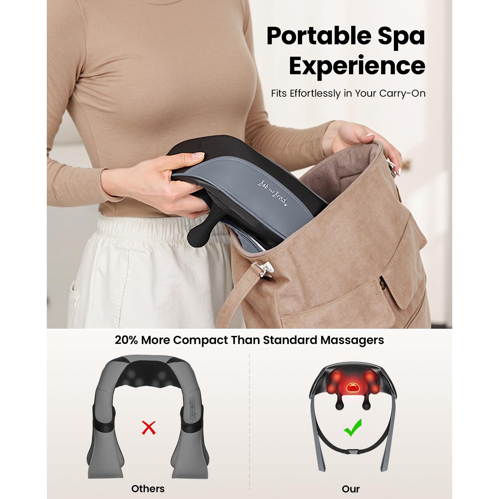 BOB AND BRAD iNeck Pro Massaggiatore Cervicale Shiatsu per Dolori con Massaggio 4D, Calore Lenitivo, Leggero & Senza Fili - Massaggiatore Collo Spalle Schiena, Regalo per Donne Uomini Mamma papà