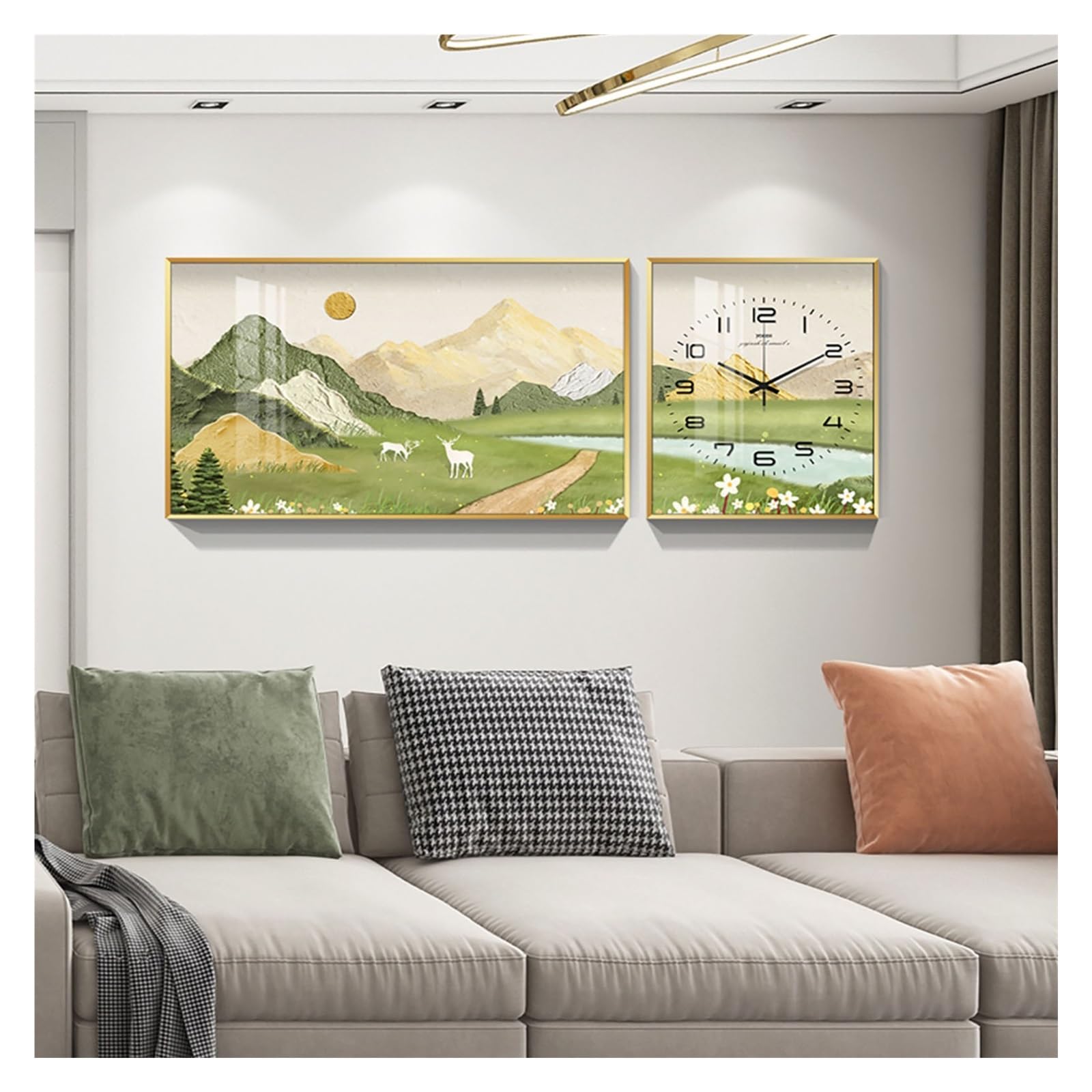 Reloj Cocina Cuadro de Pared Paisaje Comedor con Reloj