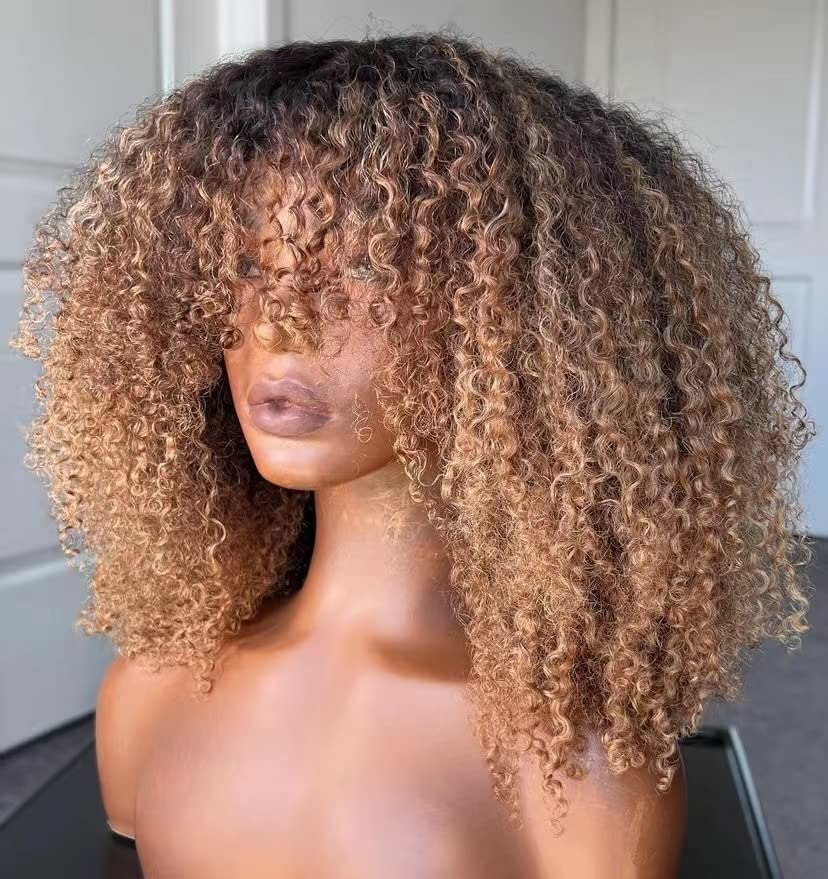 Ombre Blonde Kinky Curly Wig | Remy Human Hair for Women