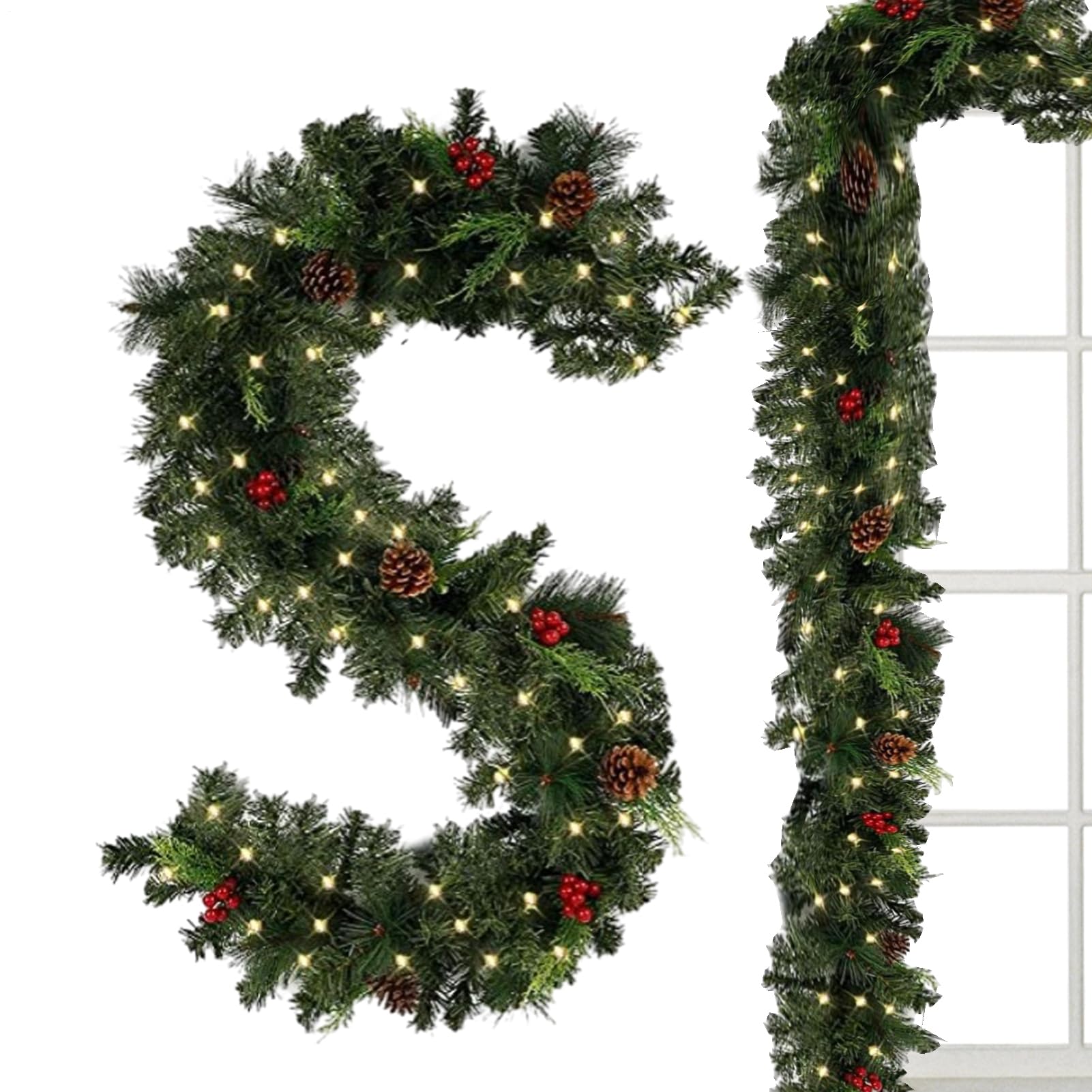 Guirlande de Noël avec lumières pour cheminée et table festive