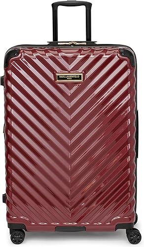 Karl Lagerfeld Paris Maleta para mujer ruedas giratorias rígidas Borgoña Ruedas giratorias de maleta rígida