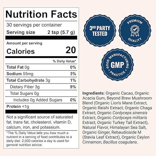 Miniatura 2 de Live Conscious Beyond Brew - Alternativa al café - Baja cafeína - Complejo de hongos con melena de león, Reishi, Cordyceps y Chaga para un enfoque